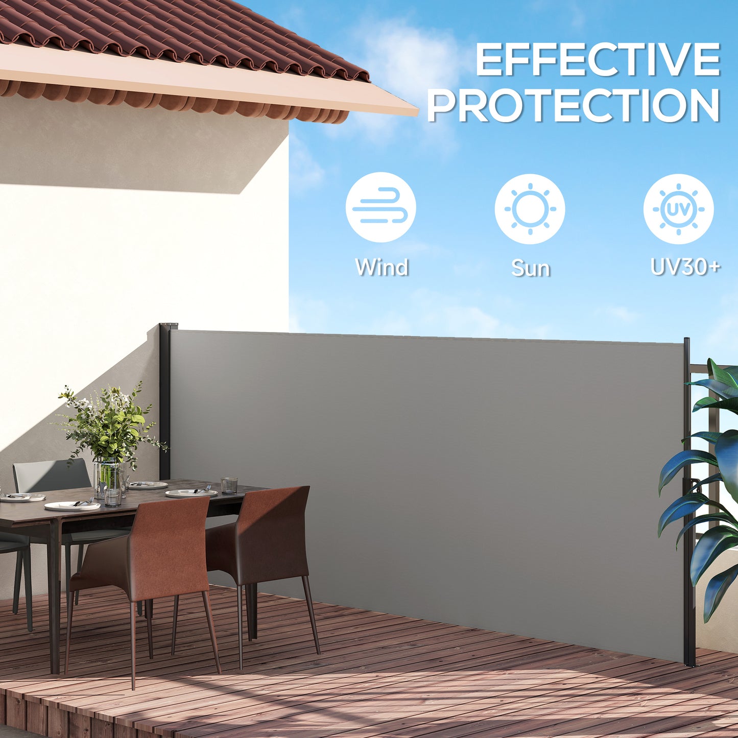 Outsunny 400 x x 160cm Retractable Side Awning - Light Grey