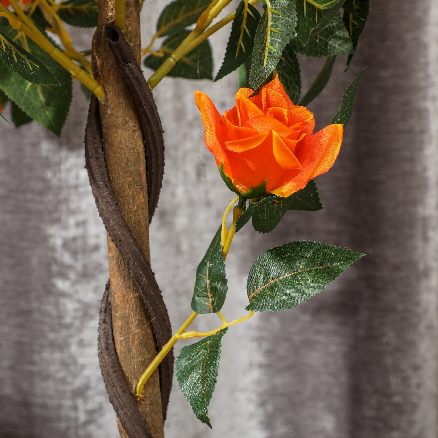 Outsunny Set of 2 Artificial Plants White Rose Floral in Pot, Fake Plants for Home Indoor Decor, 90cm, Orange