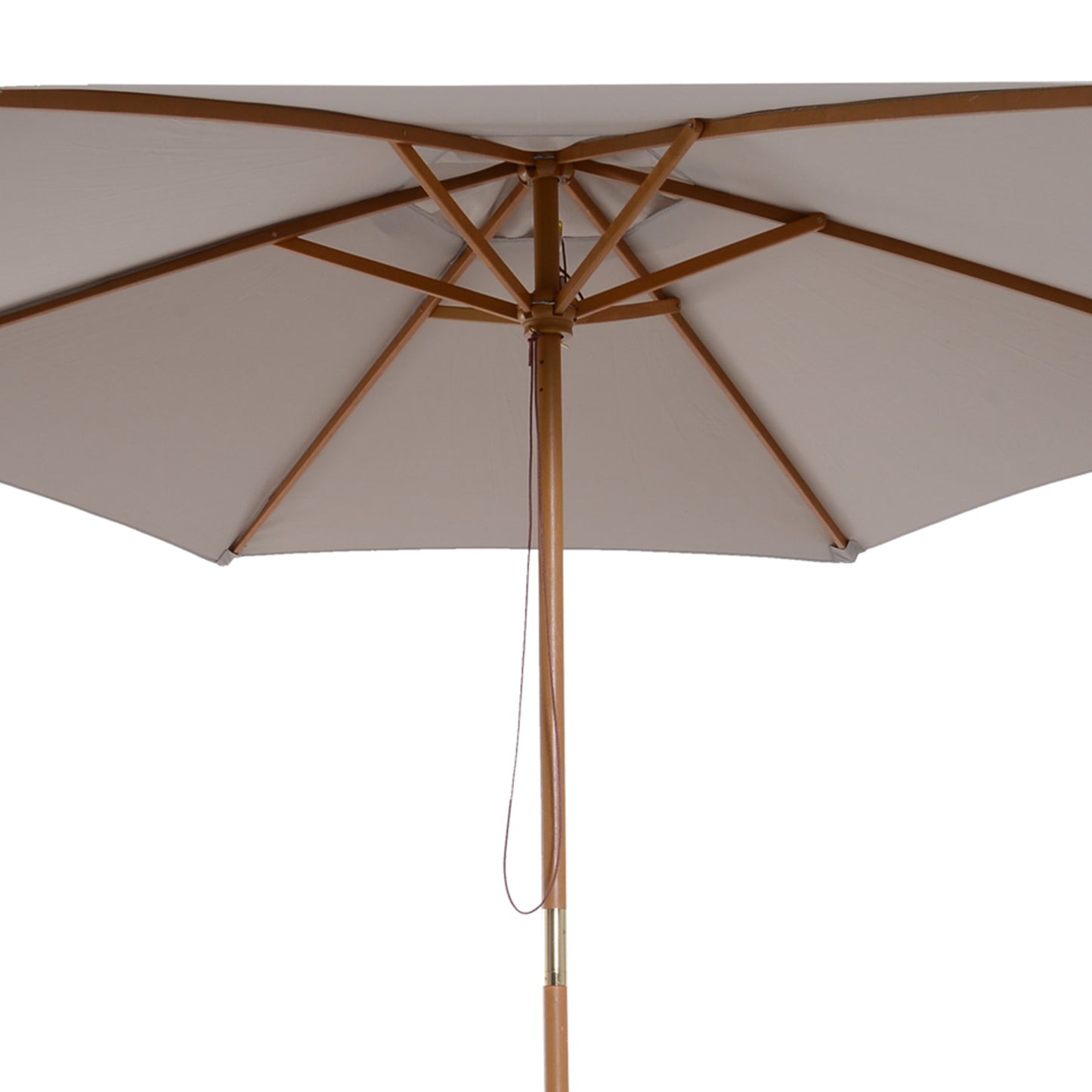 Outsunny 2.5m Wood Garden Parasol Sun Shade Patio Outdoor Wooden Umbrella Canopy, Table Market Umbrella with Vent, 38mm Pole, Rope Pulley Mechanism, Grey