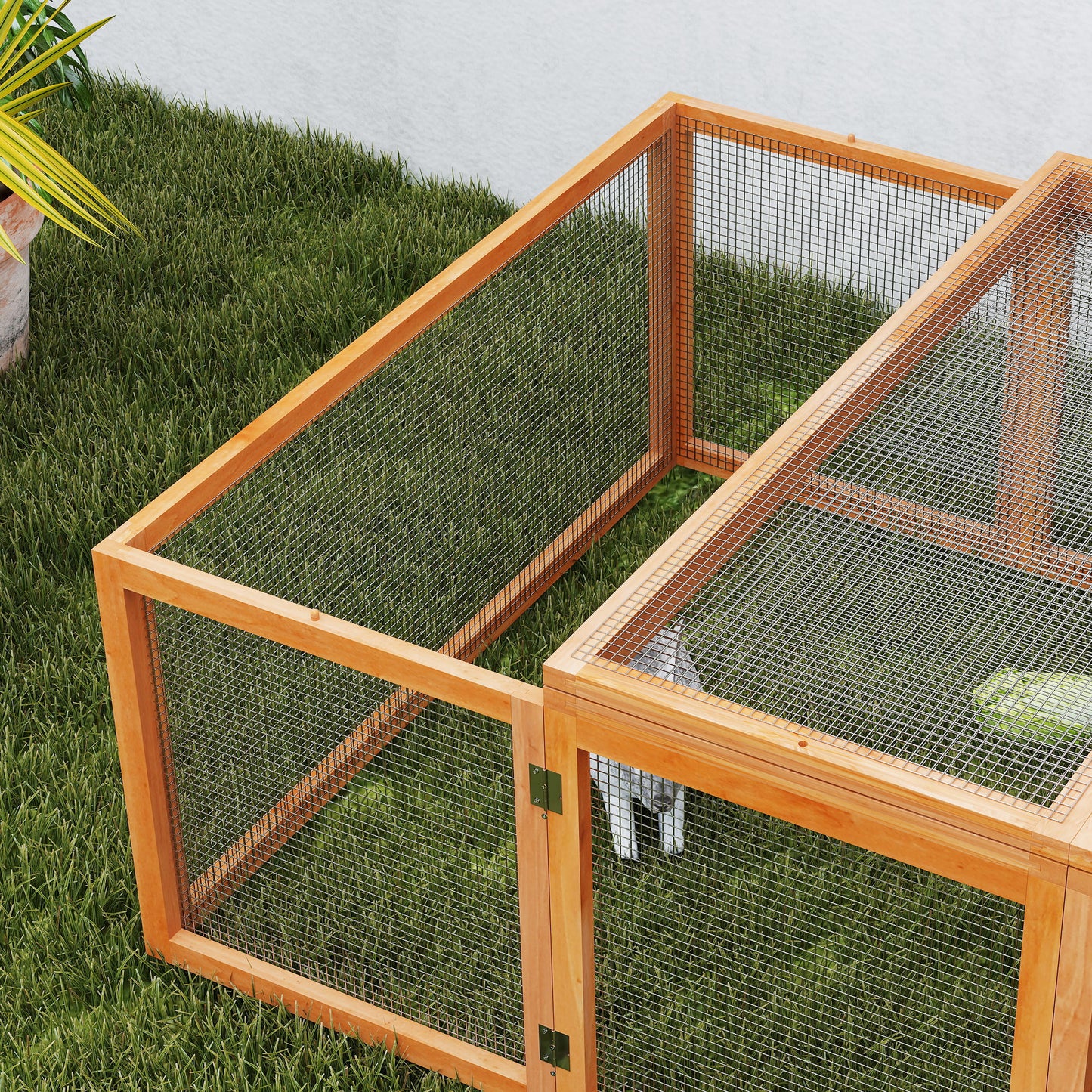 PawHut Big Hutches for Rabbits - 6ft Wooden Spacious Outdoor Rabbit Hutch for Pet Rabbits, Natural Wood