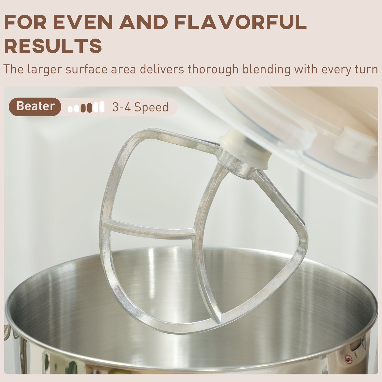 HOMCOM 1300W Kitchen Stand Mixer, with Accessories - Beige