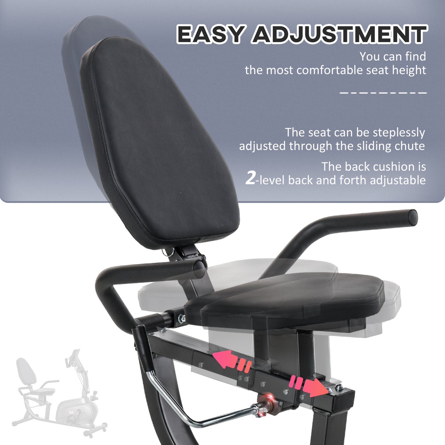 HOMCOM Recumbent Exercise Bike Magnetic Resistance & Adjustable Seat Indoor Cardio Bike for Home Fitness, Black
