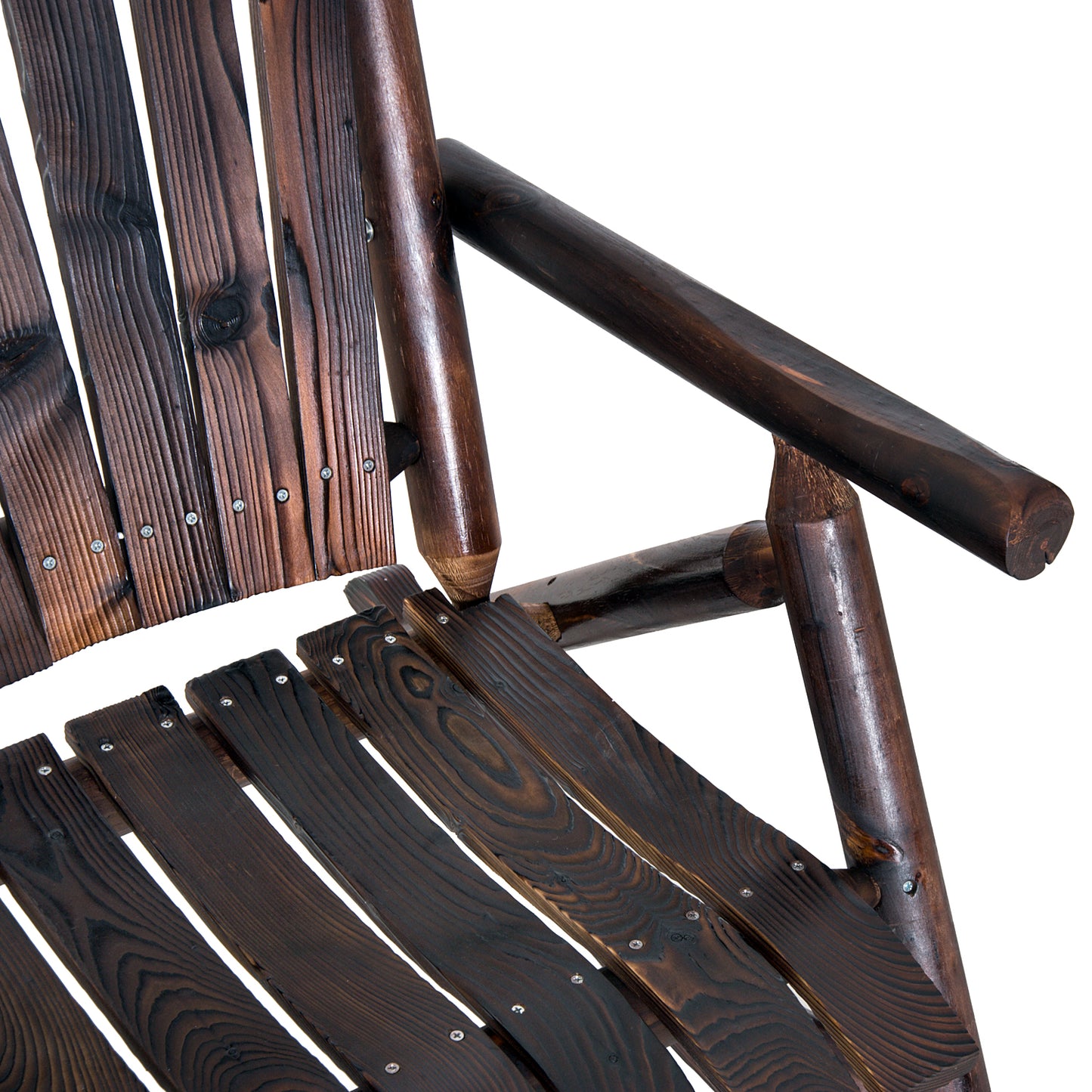 Outsunny Adirondack Chair Cedar Wood Ergonomic Rocking Chair Porch Rocker Garden Traditional - Burlywood