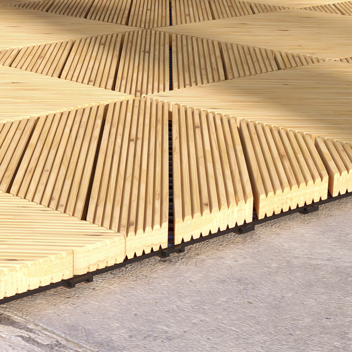 Outsunny 27 Pcs Wooden Interlocking Decking Tiles, 30 x 30 cm Anti-slip Outdoor Flooring Tiles, 0.81㎡ per Pack, All Weather Use for Patio, Balcony, Terrace, Hot Tub, Yellow