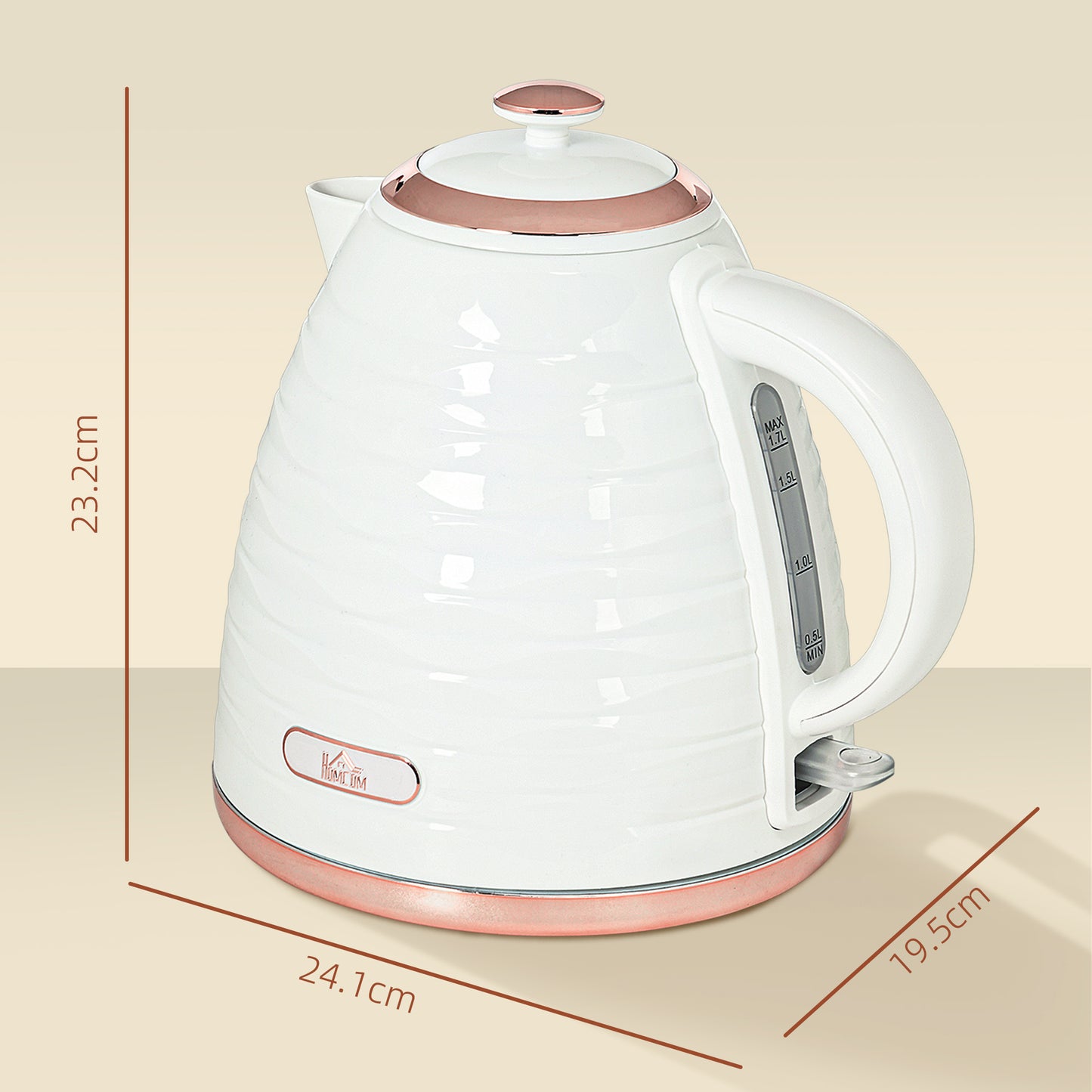 HOMCOM 3kW Rapid Boil Honeycomb Kettle - Cream