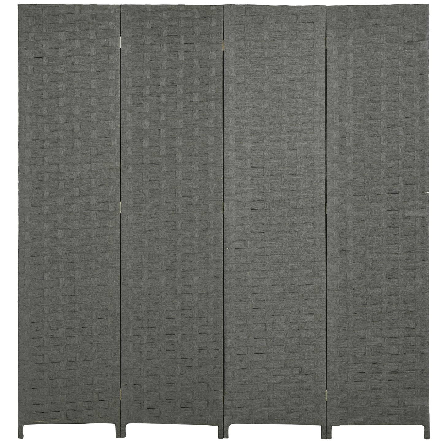 HOMCOM 4-Panel Room Dividers, Wave Fibre Freestanding Folding Privacy Screen Panels, Partition Wall Divider for Indoor Bedroom Office, 170Â cm, Grey