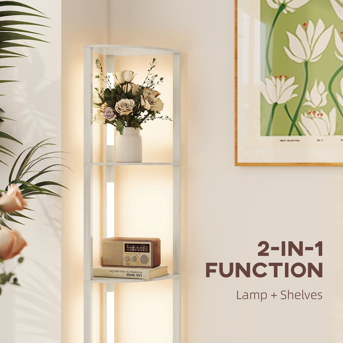 HOMCOM Three-Tier Corner Floor Lamp
