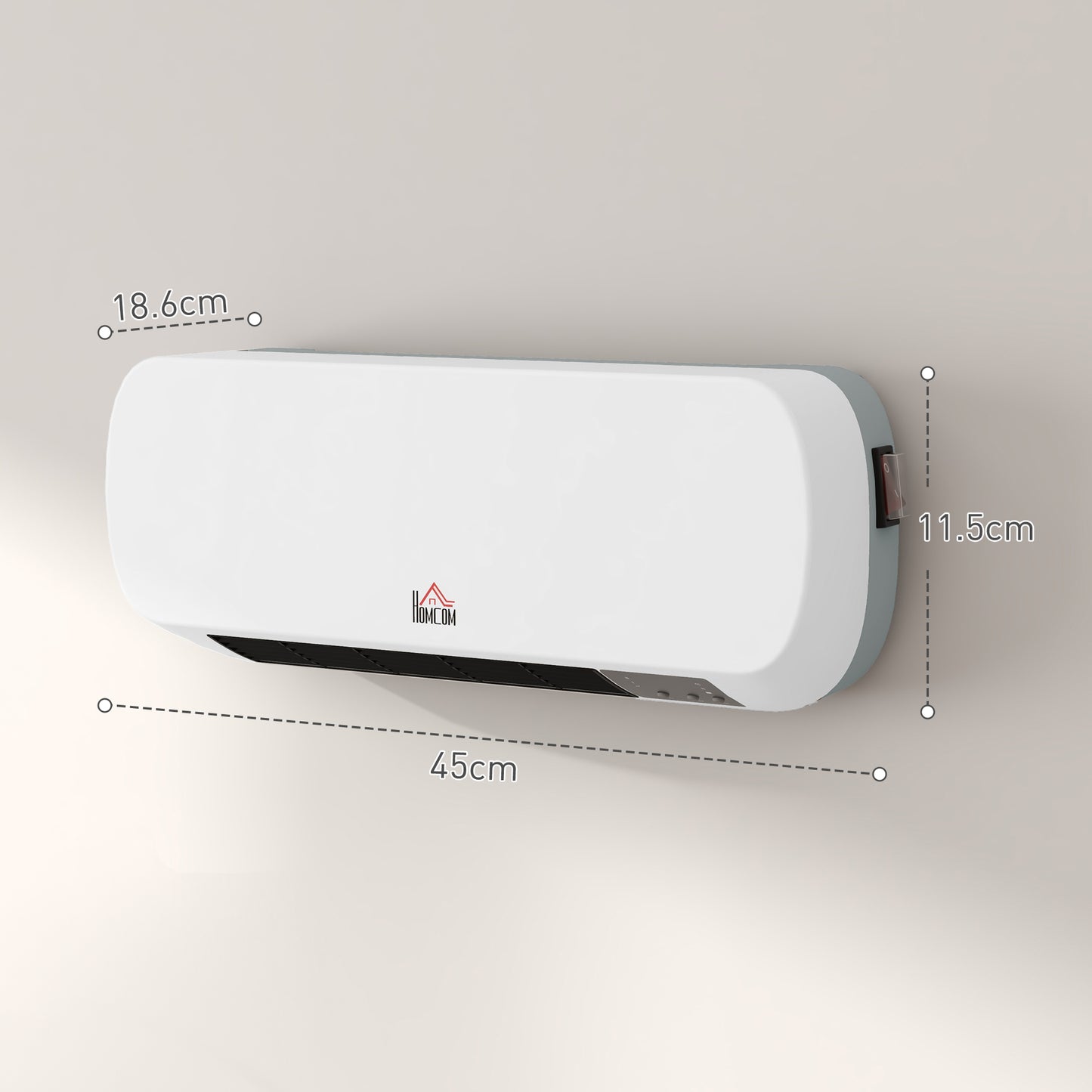 HOMCOM 2000W Wall Mounted Ceramic Space Heater, 10-49°C Temperature, White