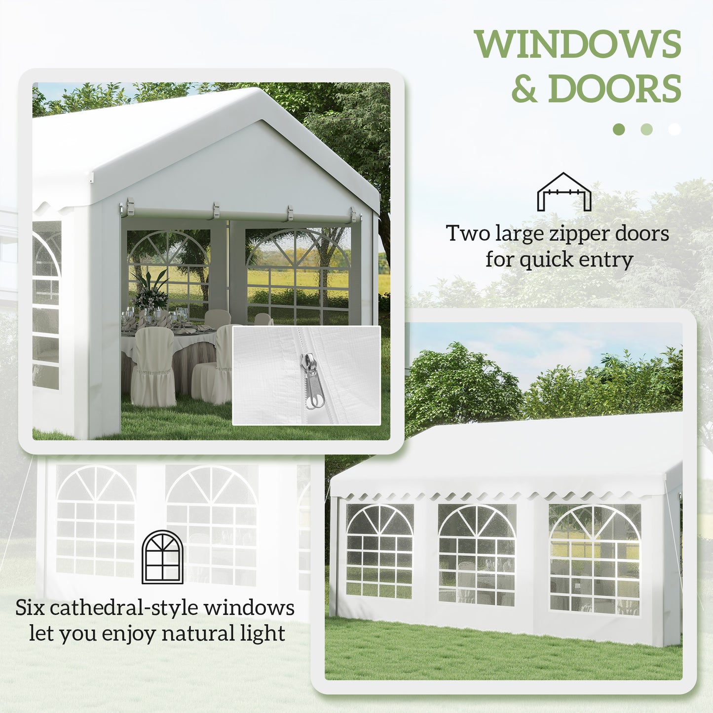 Outsunny 6m x 4m Heavy Duty Garden Gazebo, Galvanised Marquee Party Tent with Removable Sides and Windows for Parties, Wedding and Events, White