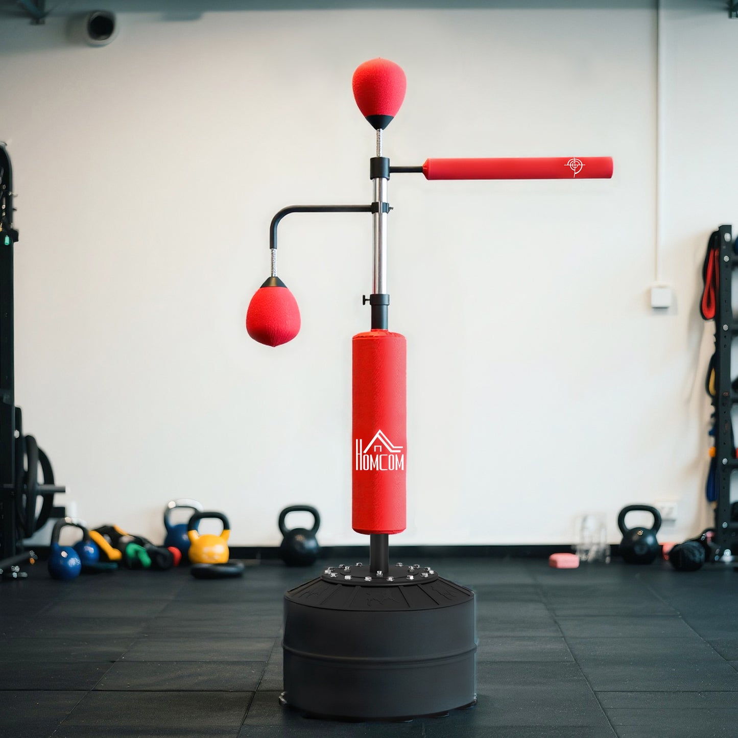 HOMCOM 4-in-1 Boxing Punching Bag, Freestanding with 2 Speed Bals, 360° Reflex Bar, 160-230cm Adjustable Height, Red