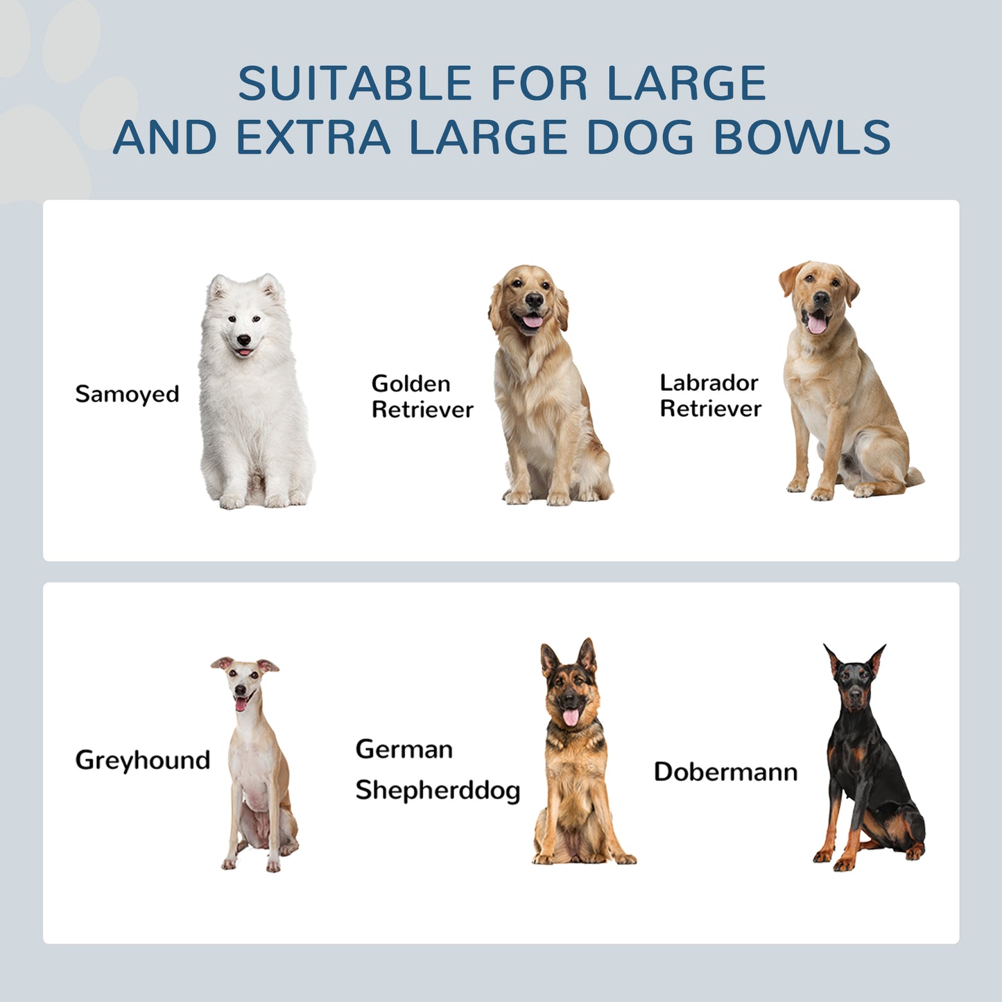 PawHut Raised Dog Bowls w/ Slow Feeder Mat, Storage Cabinet, Three Stainless Steel Bowls, Semi Auto Dispenser Function, White