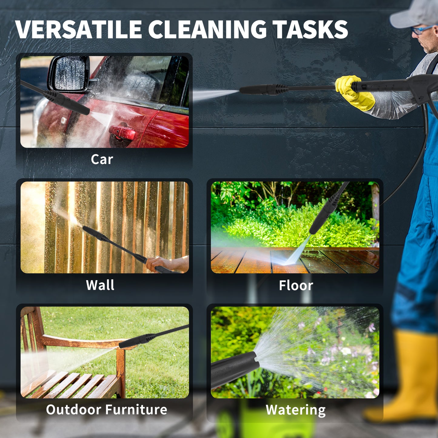 Outsunny 1800W High Pressure Washer, 150 Bar Pressure, 420 L/h Flow, Portable Power Washer Jet Wash Cleaner with Adjustable Nozzle, 6M Hose, Hose Reel, Steel Handle for Home Patio Car Driveway, Green