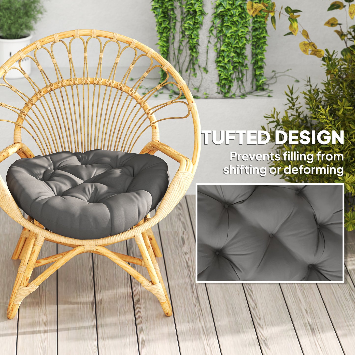 Outsunny Set of Two 60cm Outdoor Cushions - Dark Grey