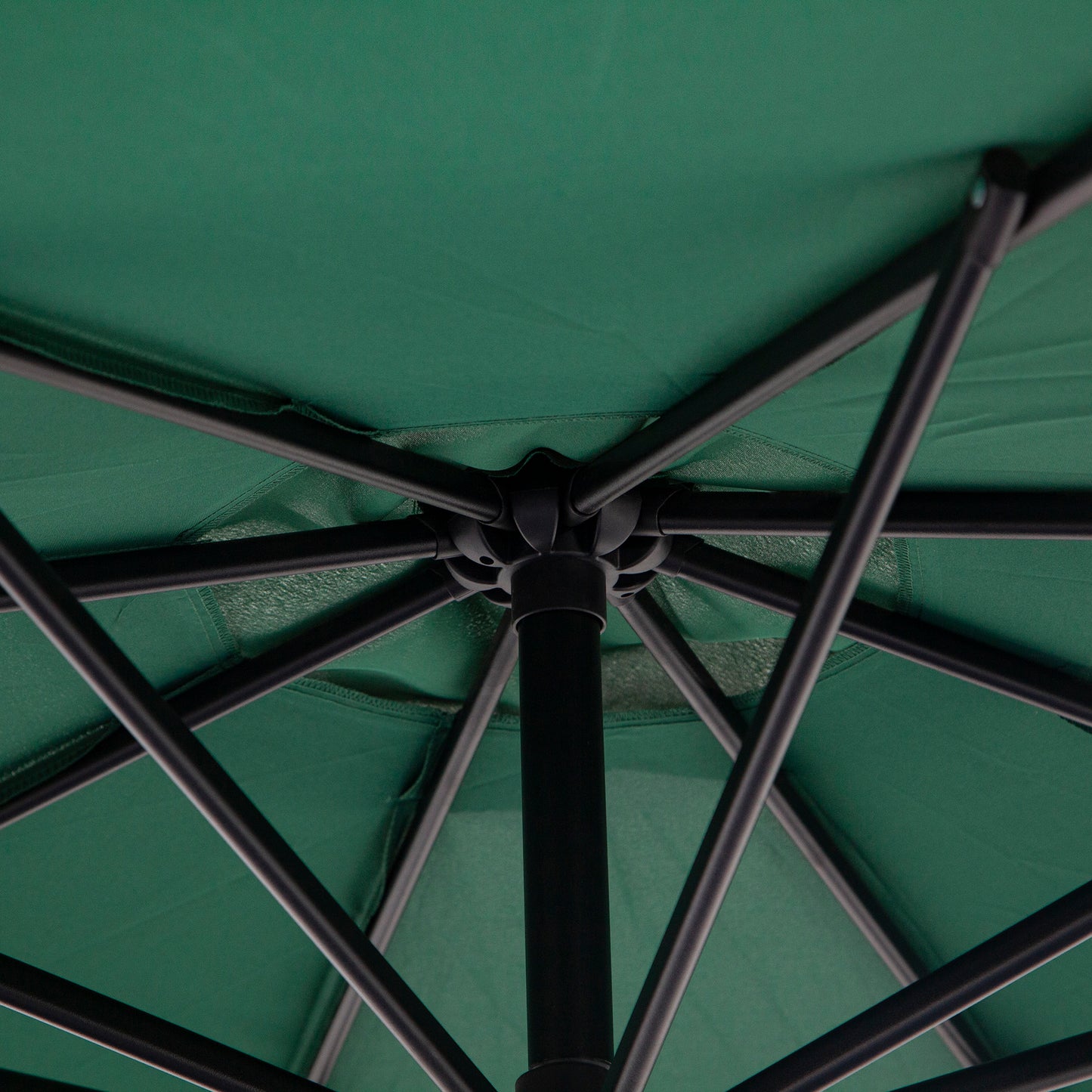 Outsunny 3(m) Banana Parasol Hanging Cantilever Umbrella with Crank Handle, 8 Ribs and Cross Base for Outdoor, Sun Shade, Dark Green