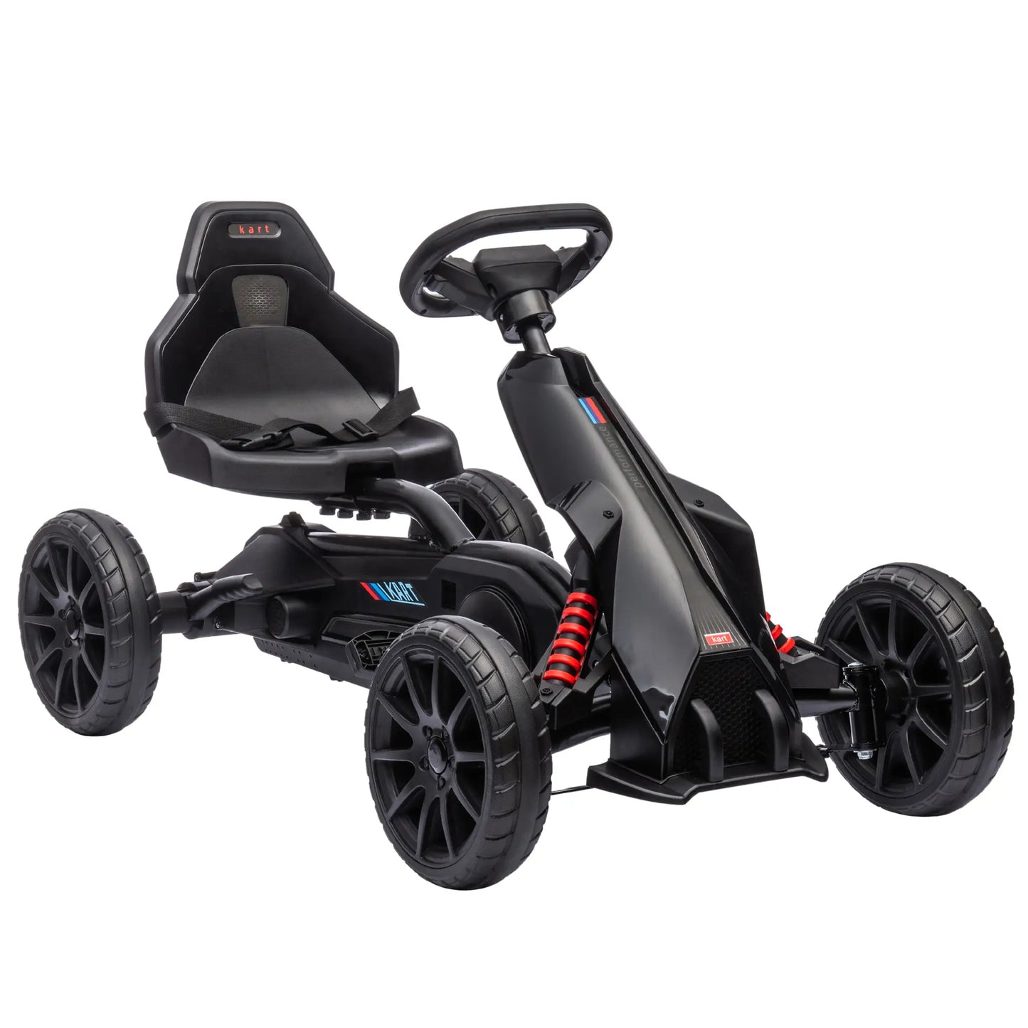 Kids Pedal Go Kart, with Adjustable Seat, EVA Wheels, Seat, Handbrake - Black