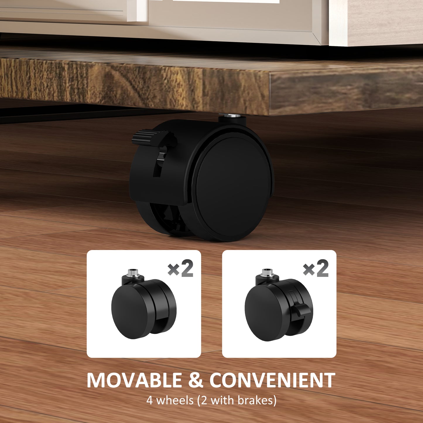 HOMCOM 2-Tier Mobile C-Shaped Side Table - Brown