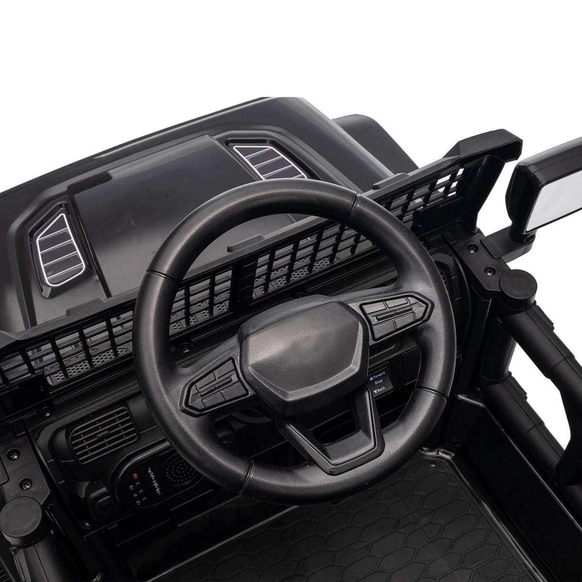 AIYAPLAY 12V Electric Car for Kids with Remote, Dual Motors, Rear Suspension, Soft Start, Music, Lights for 3-8 Years, Black
