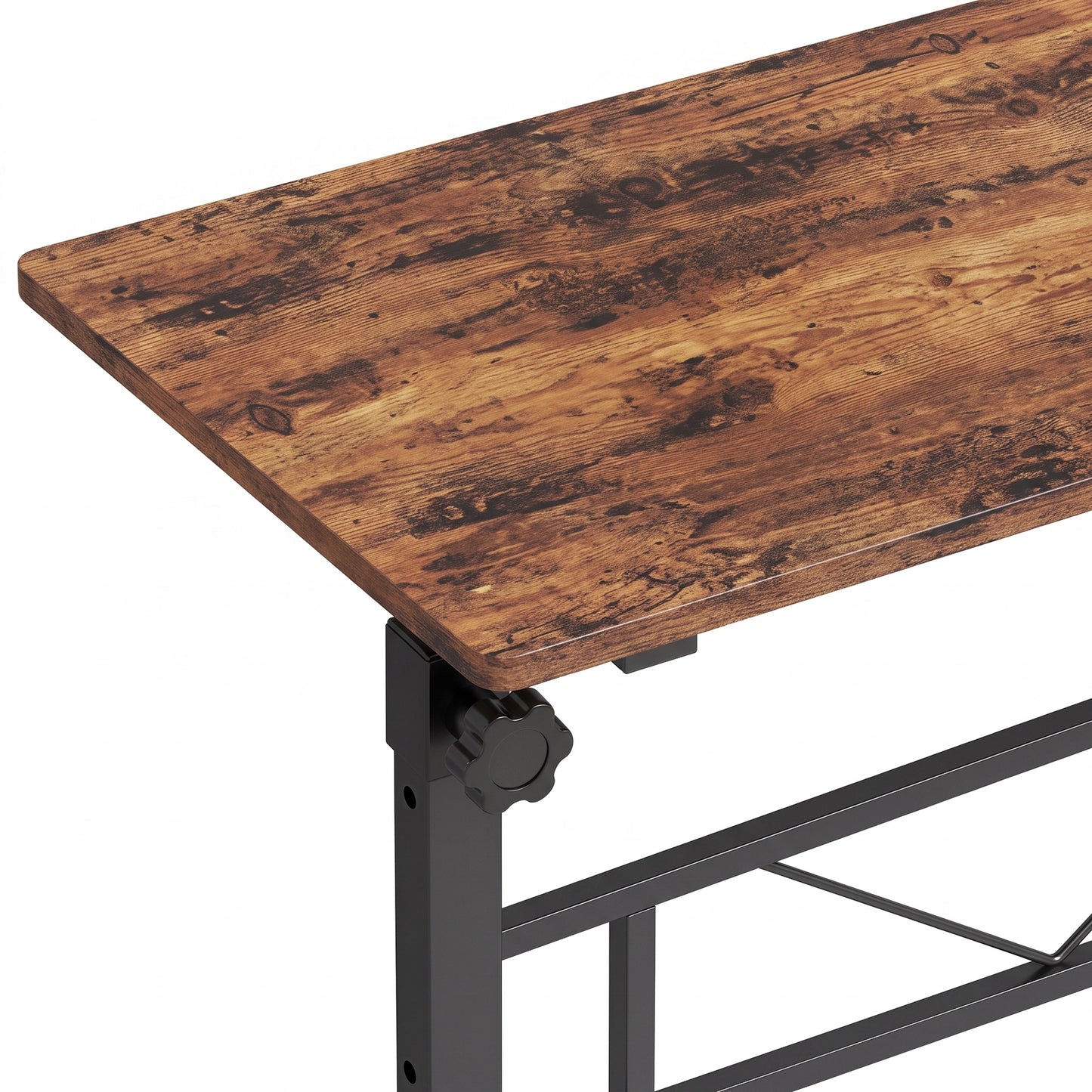 HOMCOM Overbed Table Adjustable Height Sofa Side Table with Wheels 80 x 40 cm Rustic Brown Black