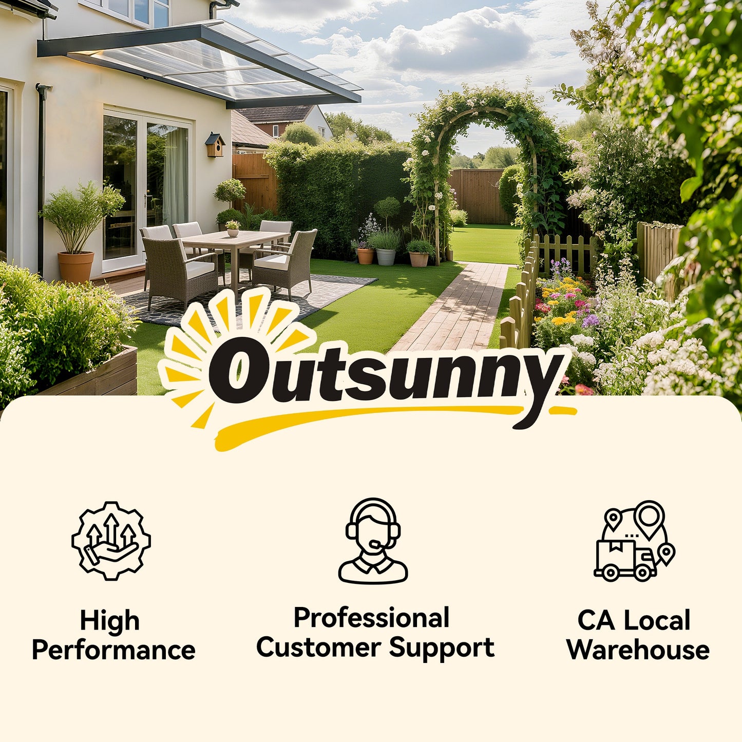 Outsunny Front Door Canopy, Outdoor Awning, Rain Shelter, 303 x 96cm , Clear