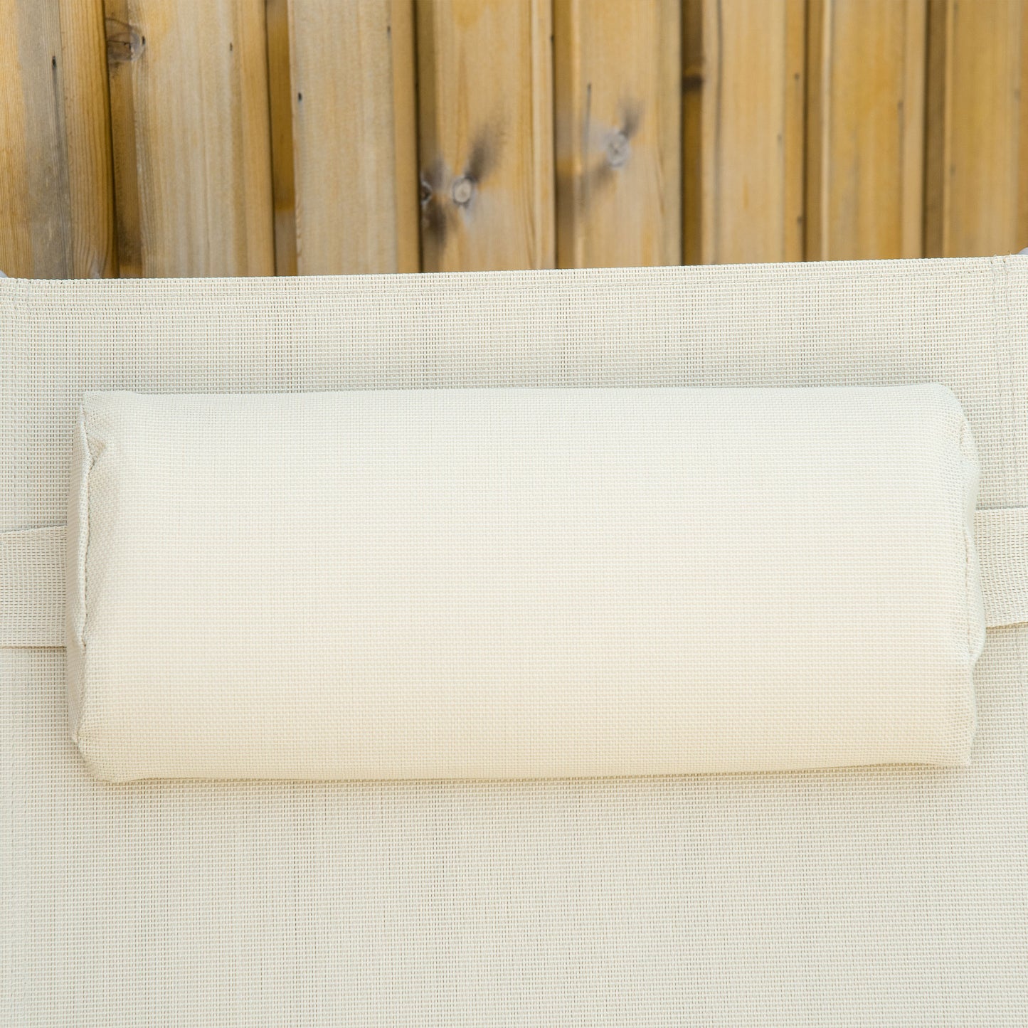 Outsunny Steel Fabric Sun Lounger Outdoor Folding Chaise Lounge Chair Recliner with Portable Design & 7 Adjustable Backrest Positions - Beige