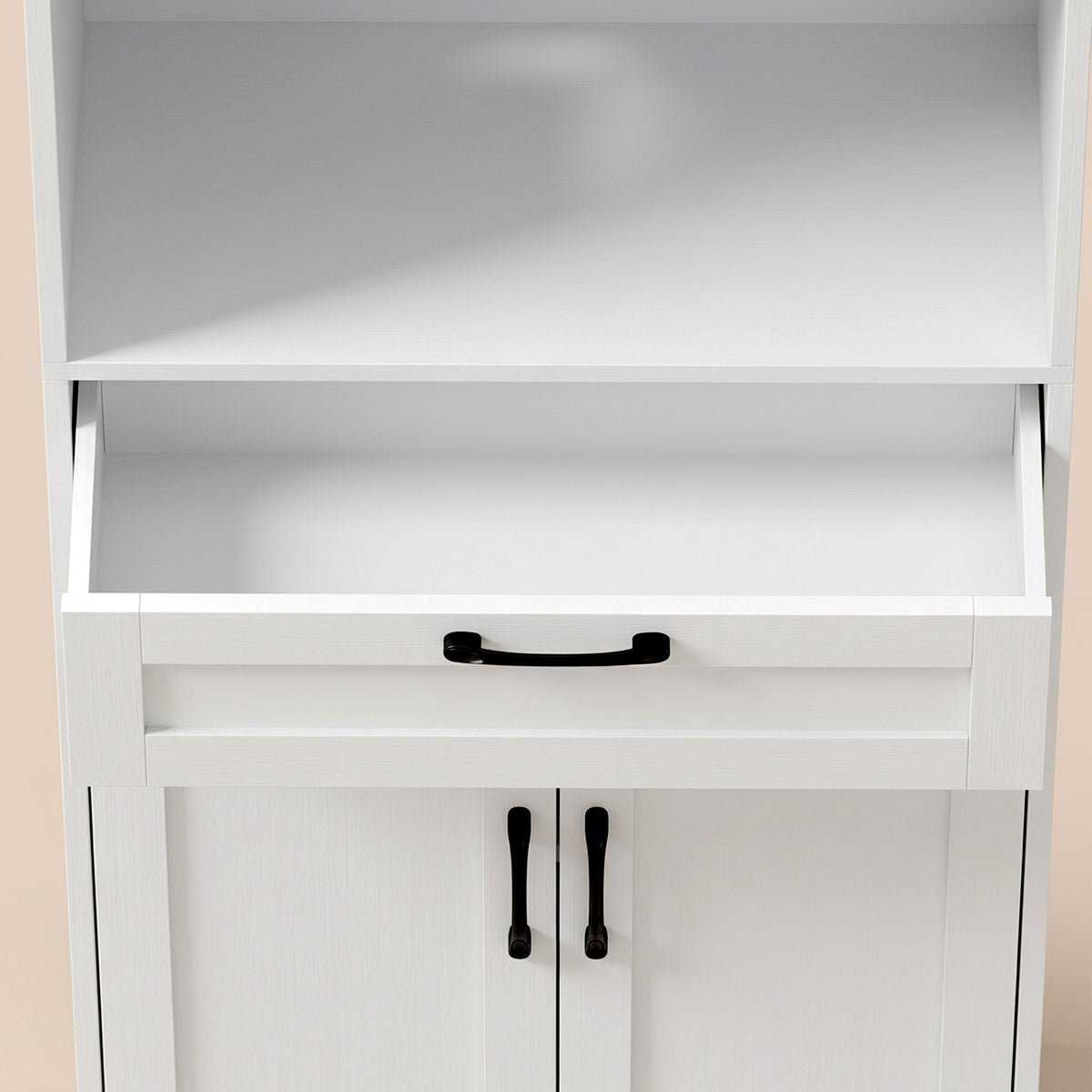 HOMCOM 170 cm Tall Kitchen Pantry with Adjustable Shelves, Freestanding Storage Cabinet with Open Shelf, White Wood Effect