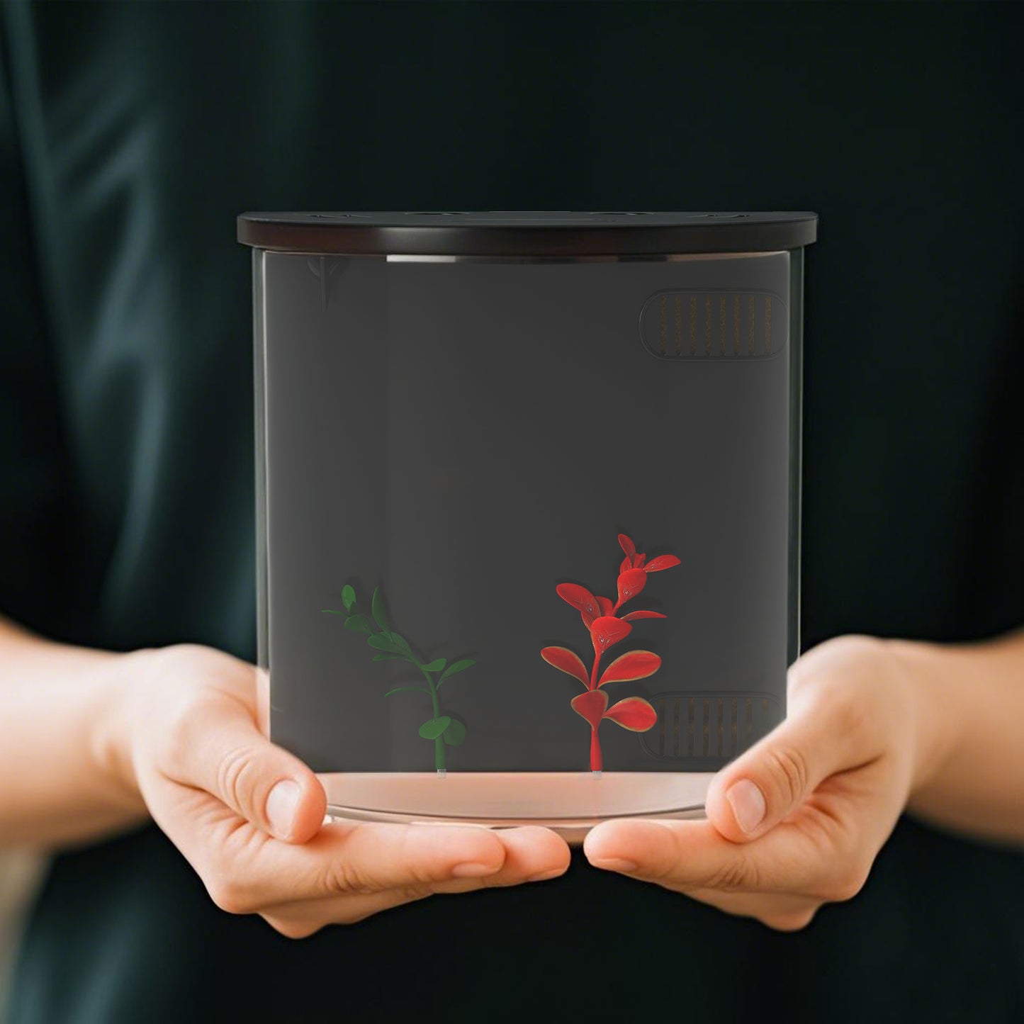 PawHut 3L Small Fish Tank with Filter System, LED Light, Small Fish Tank for Betta, Goldfish, Shrimp, Black