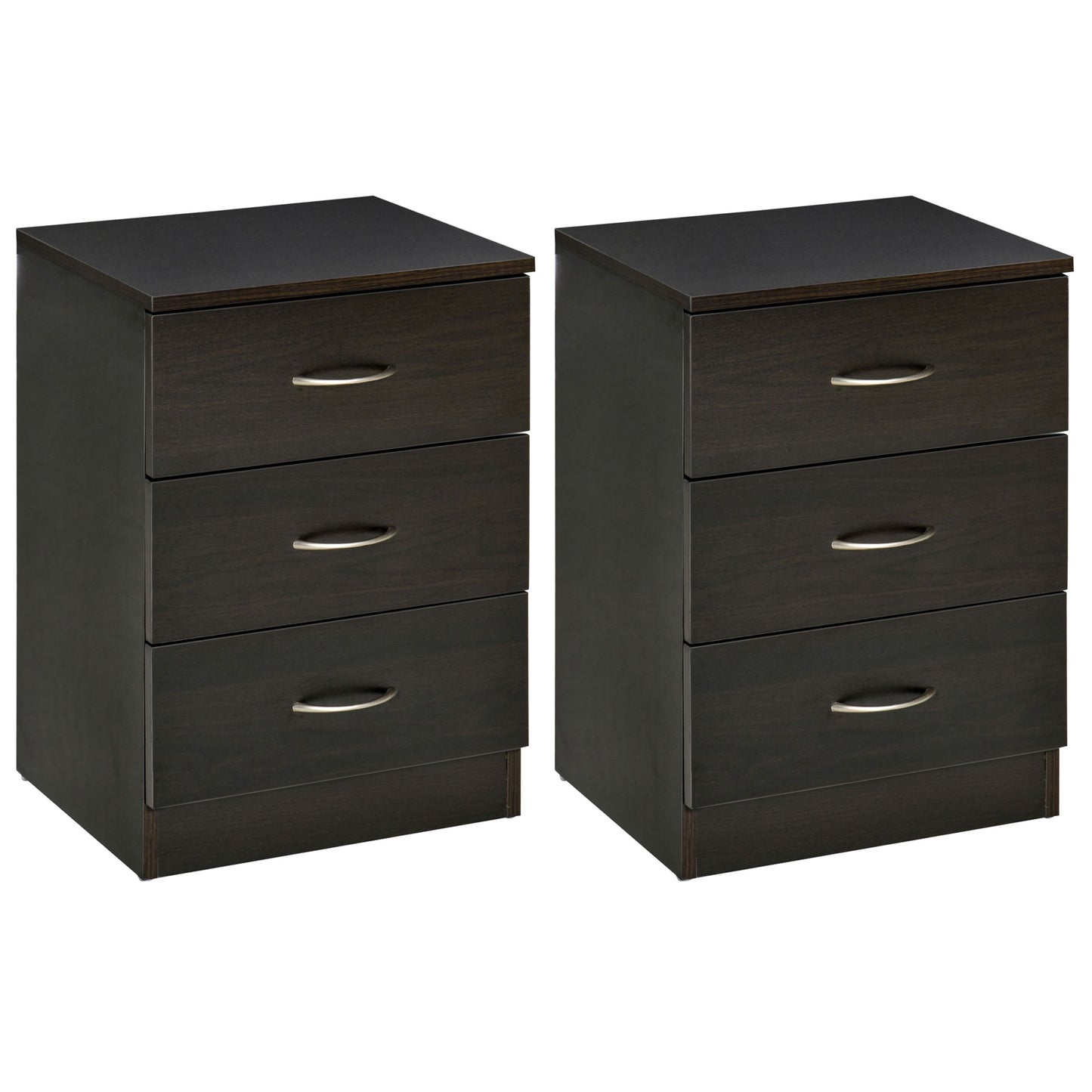HOMCOM Bedside Cabinet with Drawer and Shelf, White Bedside Table for Bedroom, Living Room, Nightstand Side Table with Metal Rail Set of 2
