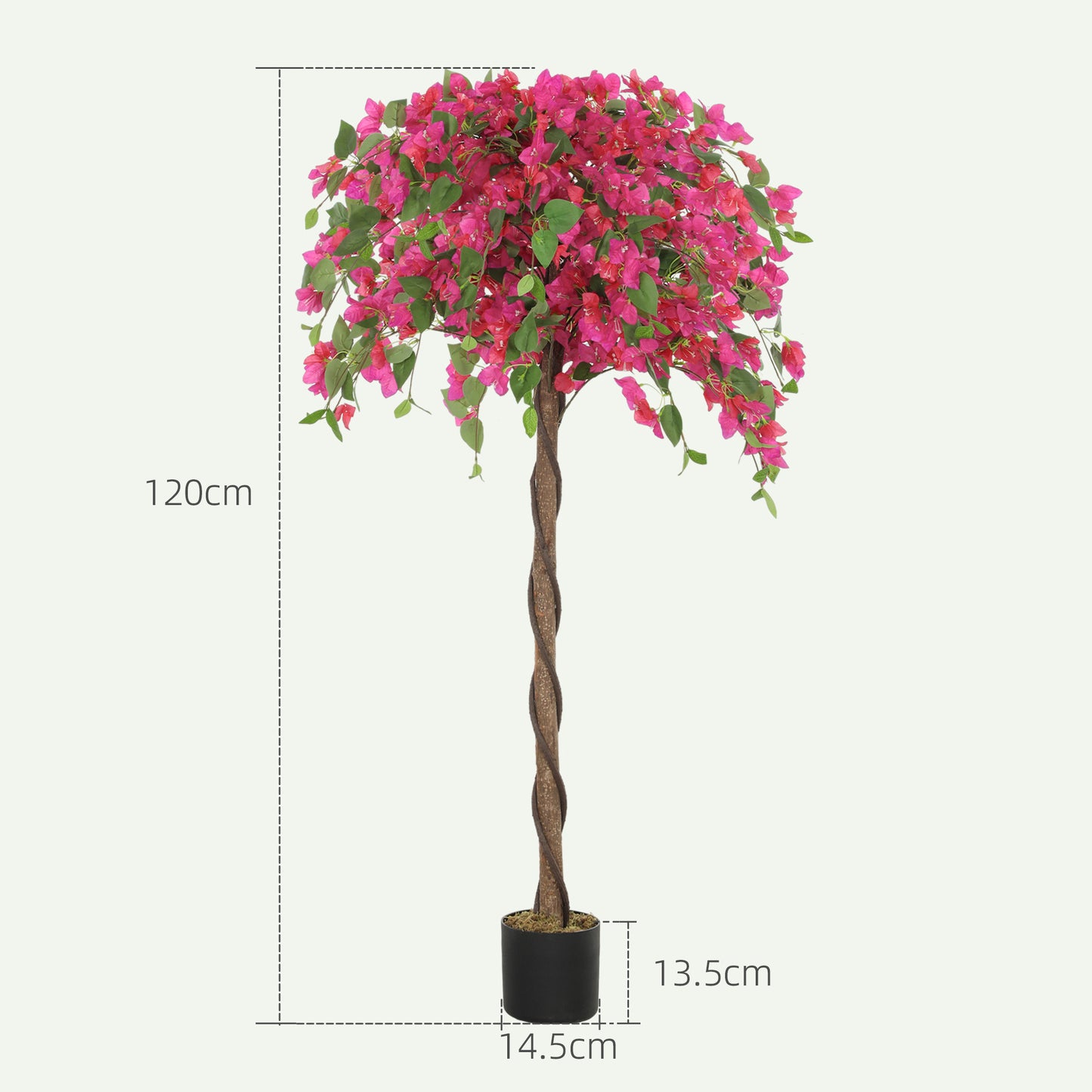 HOMCOM Set of 2 Decorative Artificial Plants, Murraya Flowers in Pots, Fake Plants for Home Indoor Decor, 120cm, Red
