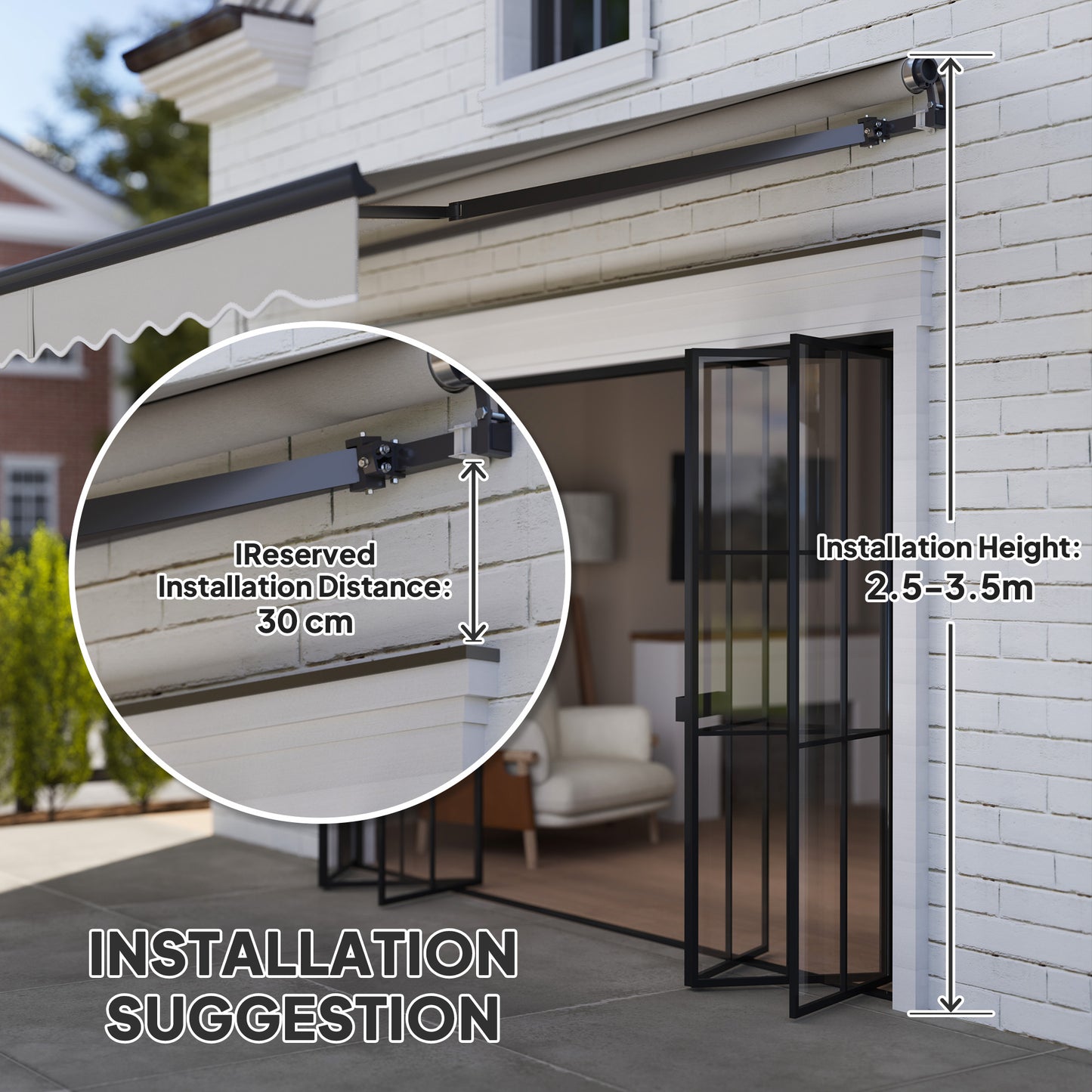 Outsunny 3.5 x 3(m) Electric Awning with Remote Controller, Aluminium Frame DIY Retractable Awning, UPF30+ Sun Shade Canopy for Garden Patio Deck Door Window, Light Grey