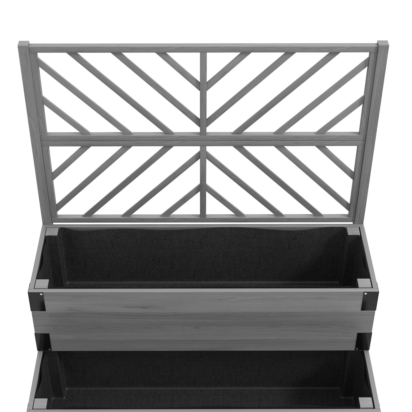 Outsunny Raised Garden Bed with Trellis, 2-Tier Wooden Elevated Planter Box for Vegetables, Flowers, Herbs, Grey