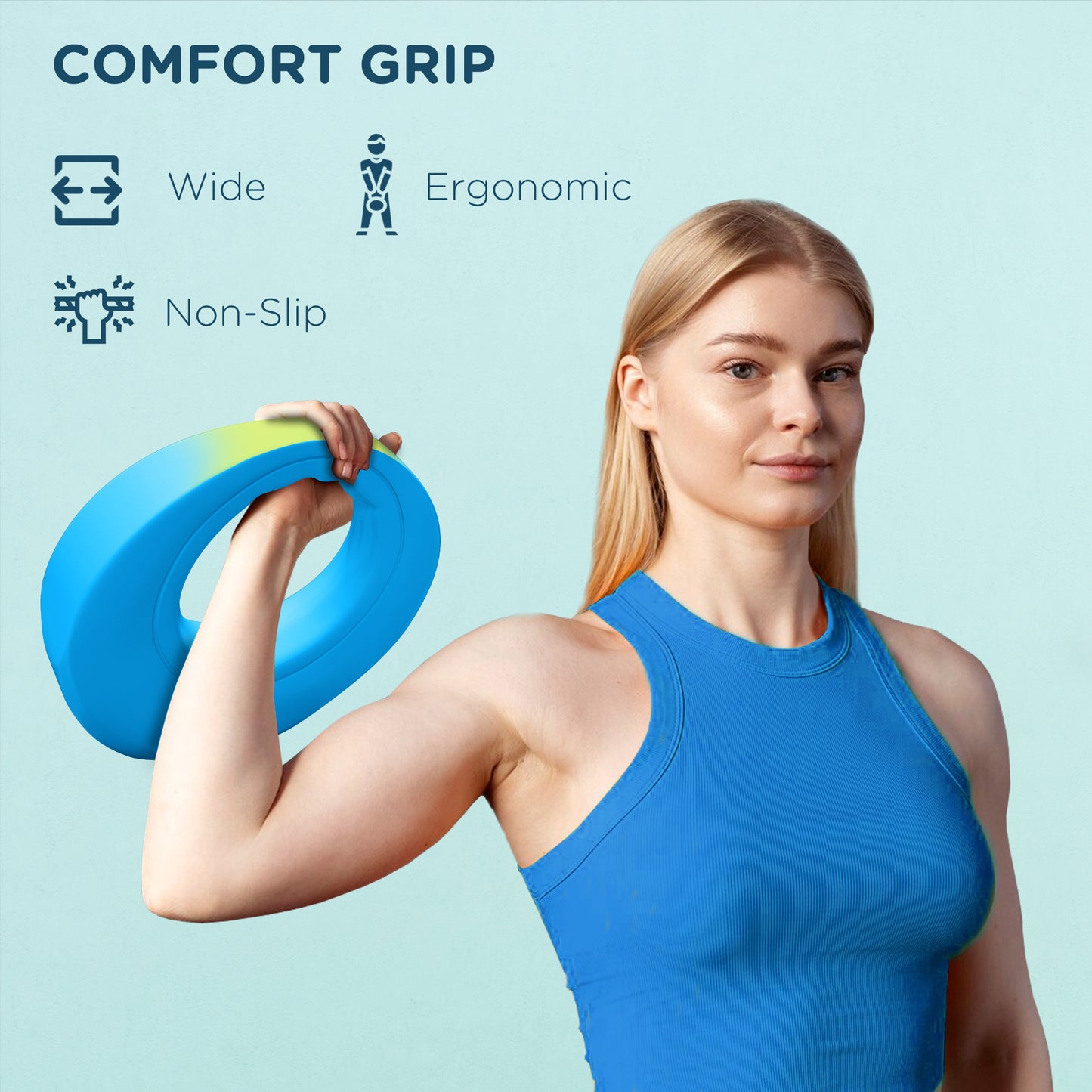 SPORTNOW 10kg Kettlebell, Kettle Bell with Wide Handle for Home Gym, Weight Lifting, Strength Training, Light Blue