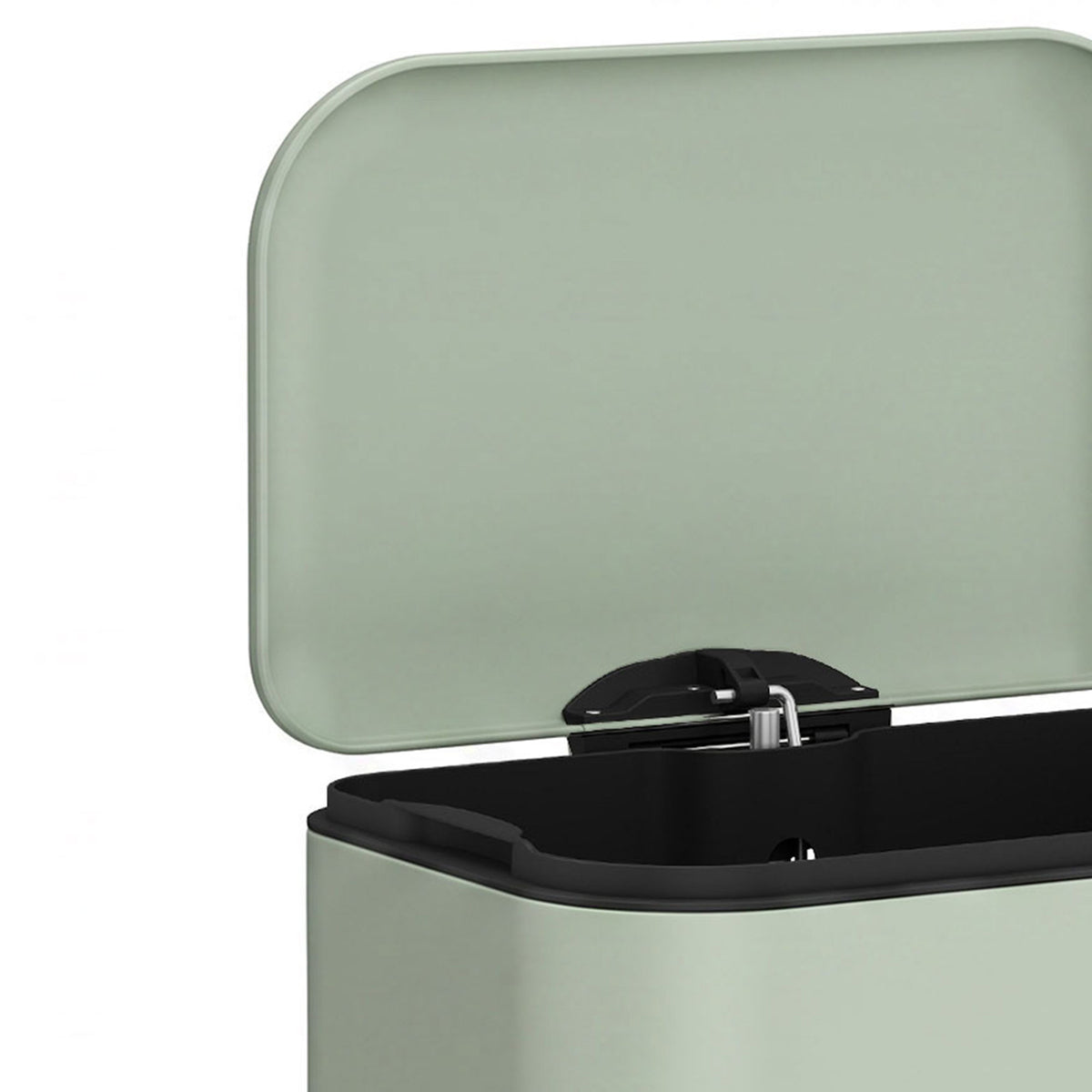 HOMCOM 20 L Kitchen Pedal Bin, Metal Rubbish Bin with Removable Inner Bucket, Soft-Close & Stay-Open Lid, Light Green