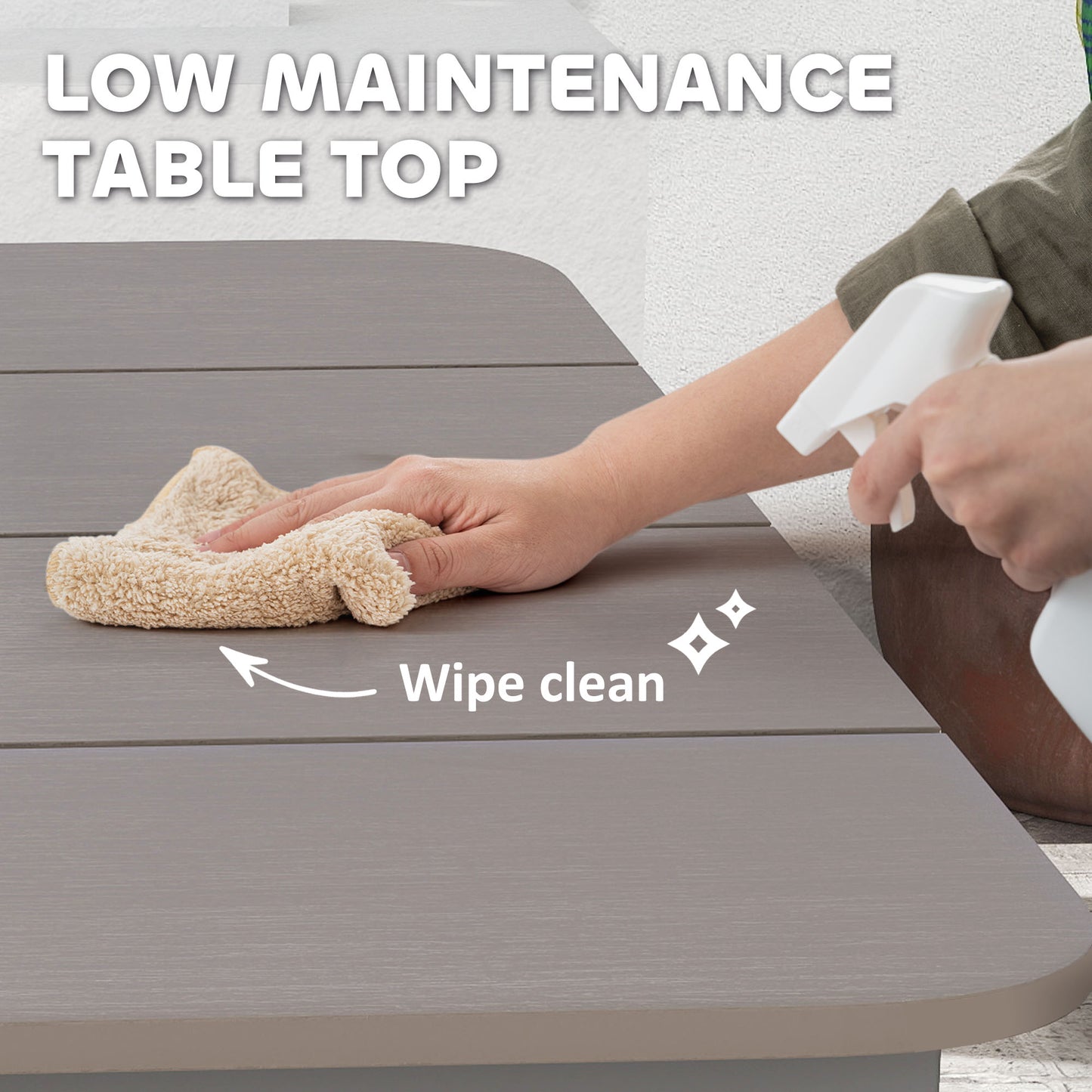 Outsunny Garden Table, Outdoor Dining Table for 6 People, 160 x 90 x 74 cm, with Rust Resistant Metal Frame, WPC Top, for Balcony, Terrace, Dark Grey