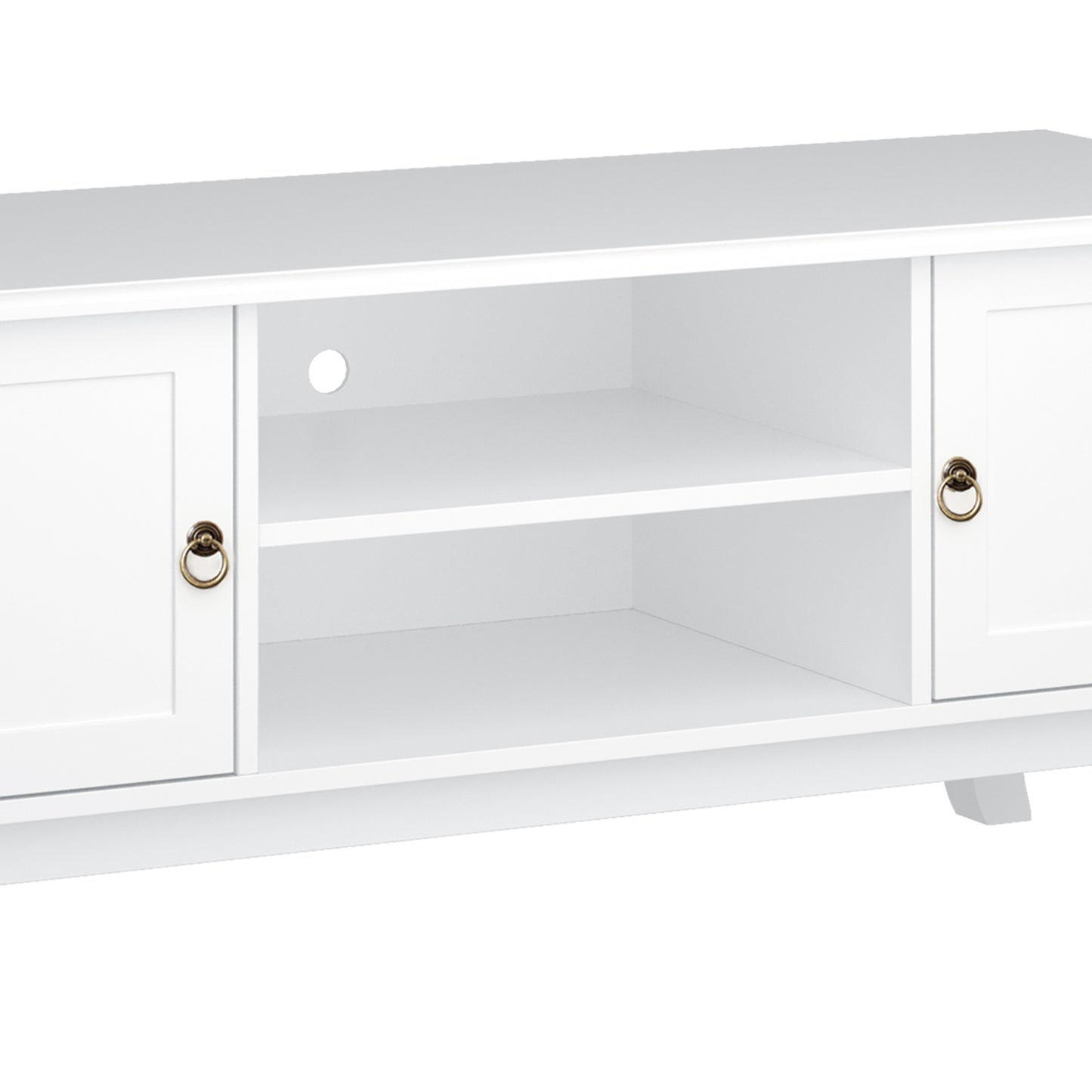 HOMCOM TV Unit up to 55", 2 Doors TV Cabinet with Open Storage Shelves and Cable Management for Living Room, Bedroom, Entertainment Room, 120L x 45W x 50.5H, White
