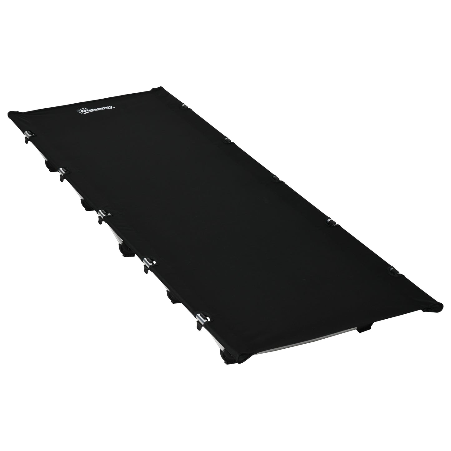 Outsunny Lightweight Camping Bed, Aluminium Portable Camp Cot w/ Strong Support 150kg and Carry Bag for Camping, Black