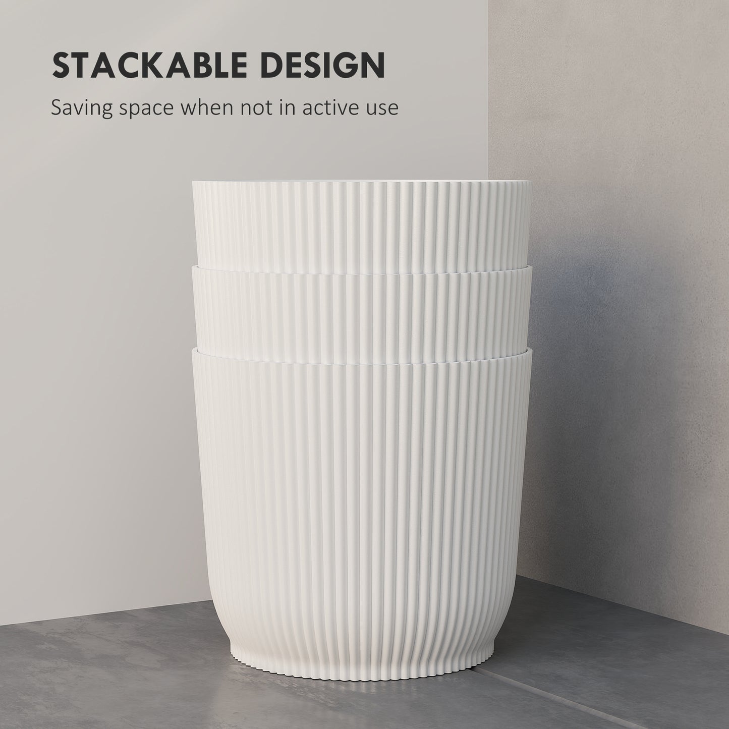 Outsunny Set of Three 22cm Planters - White