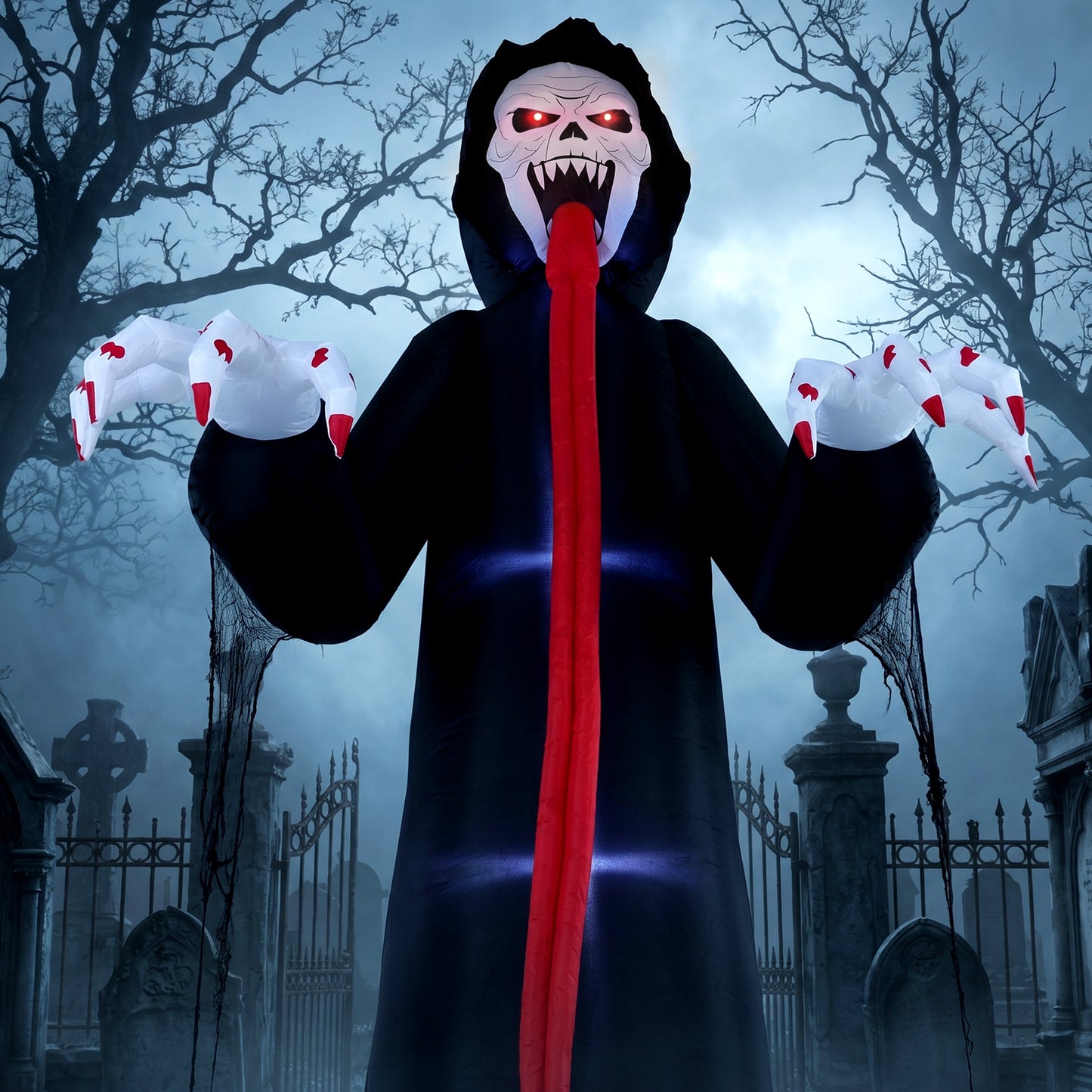 Outsunny 10 FT Halloween Inflatable Skeleton, Scary Halloween Decoration with Built-in LED Lights for Indoor Outdoor Decor