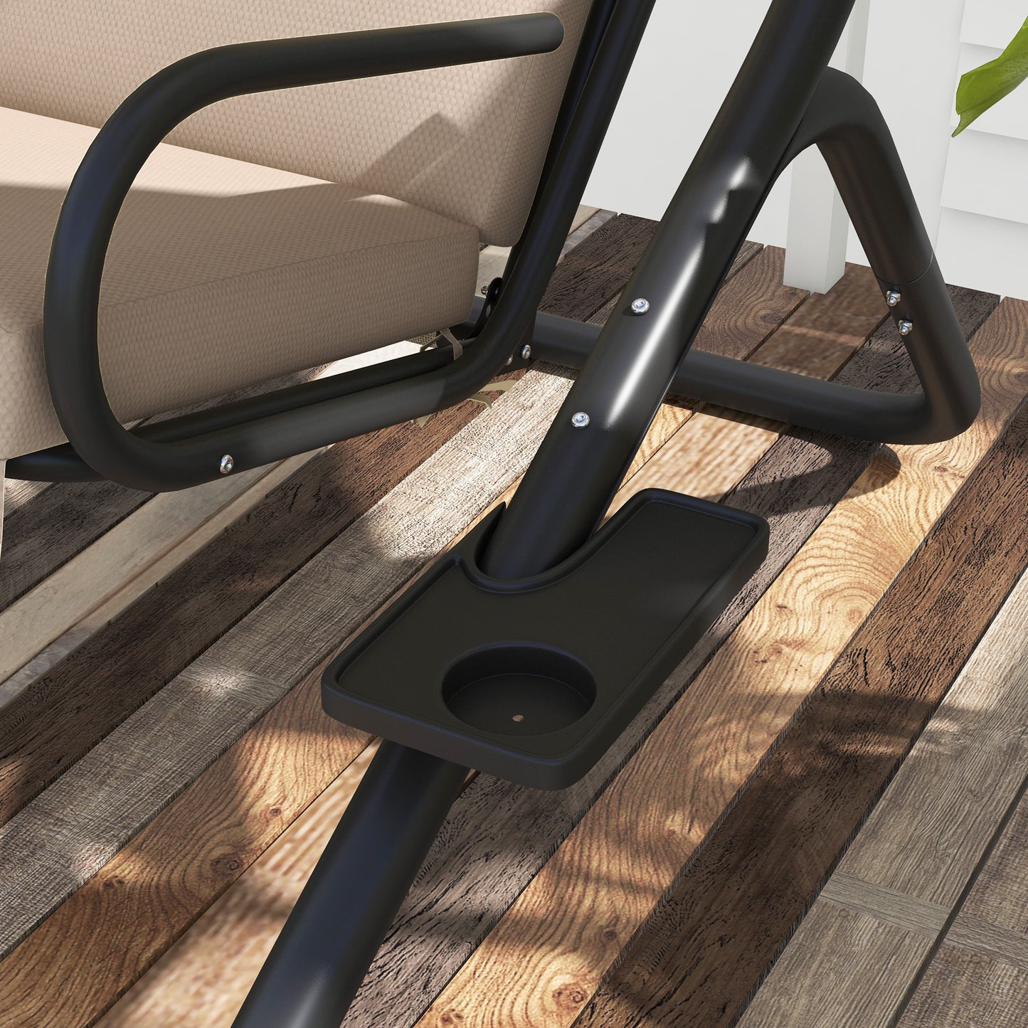 Outsunny Two-Seat Garden Swing Chair, with Protective Canopy - Beige