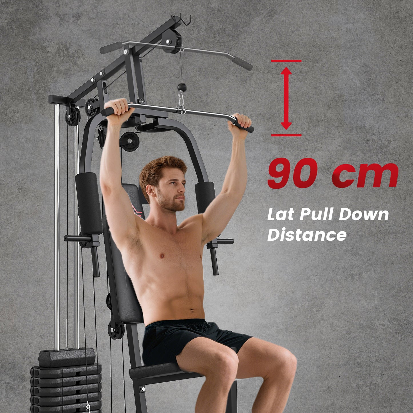 HOMCOM Multifunction Home Gym Machine, with 45kg Weight Stacks, for Strength Training