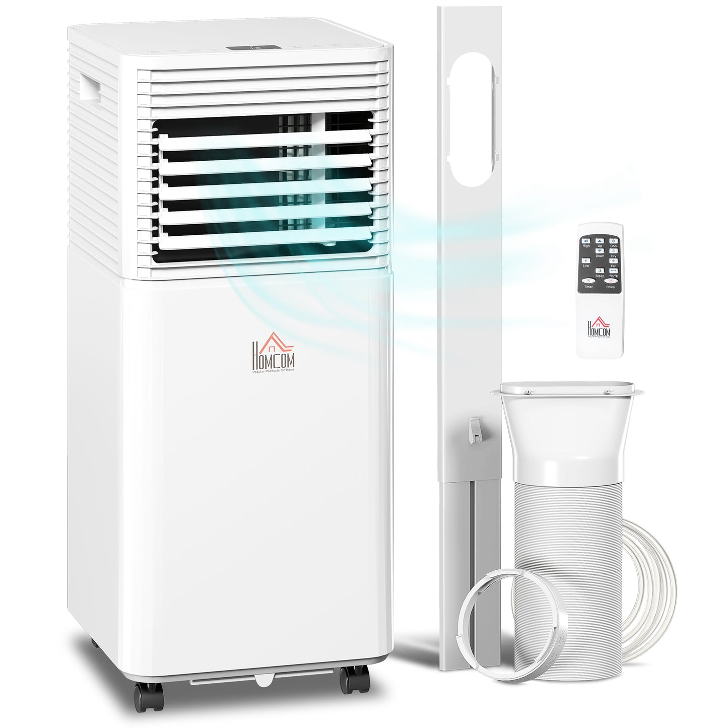 HOMCOM 9000 BTU Portable Air Conditioner for Cooling Dehumidifier Fan, Air Conditioning Unit, with Remote, 24H Timer, Window Mount Kit, R290, A Energy Efficiency