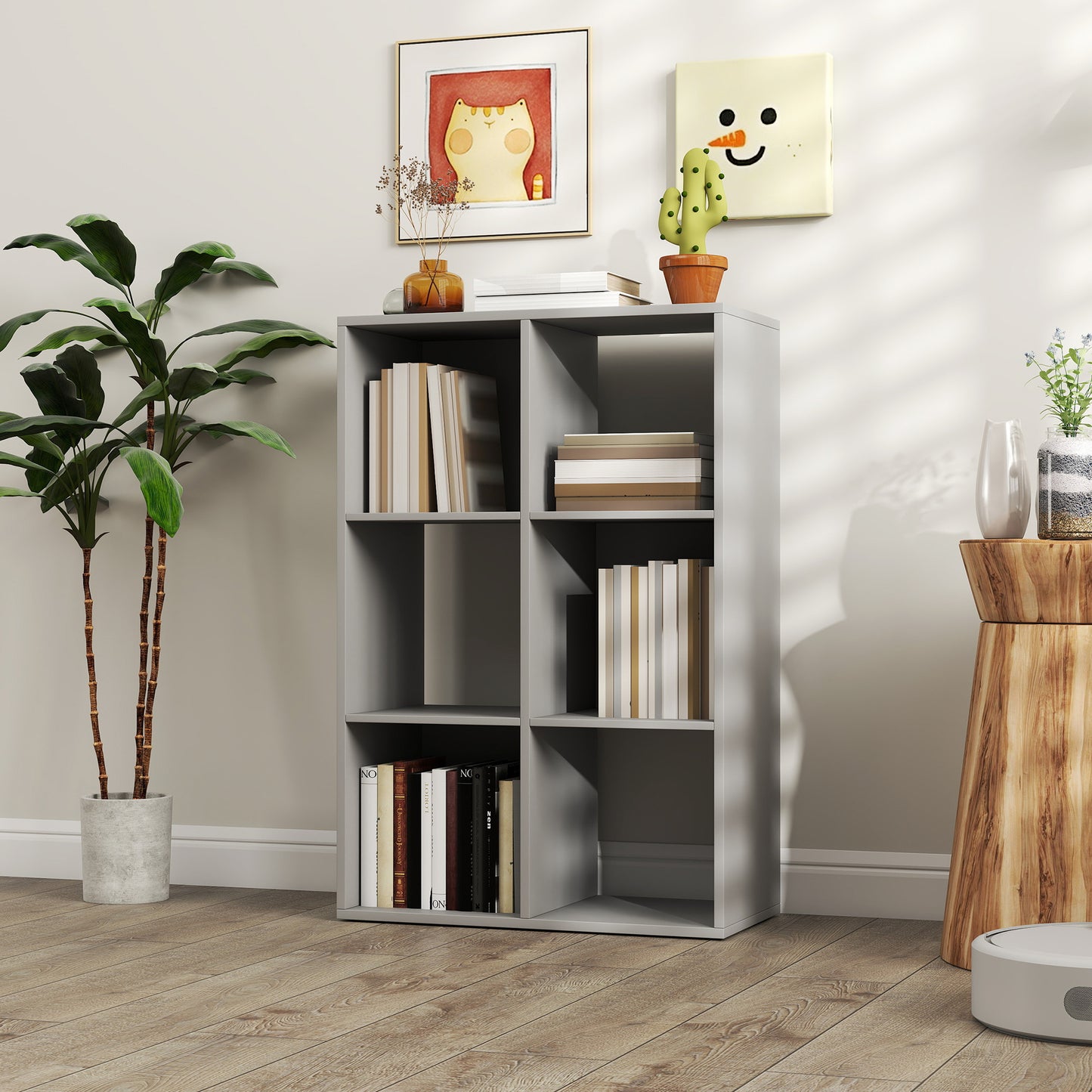 HOMCOM 6-Cube Bookshelf - Light Grey