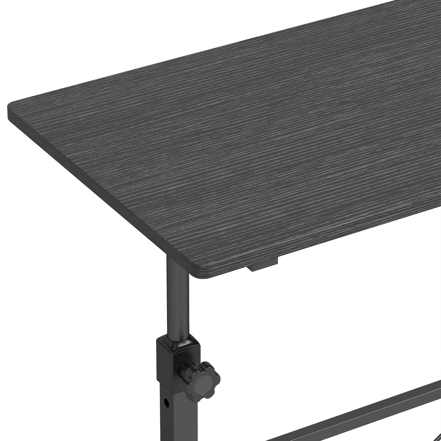 HOMCOM Overbed Table Adjustable Height Sofa Side Table with Wheels 80 x 40 cm Black