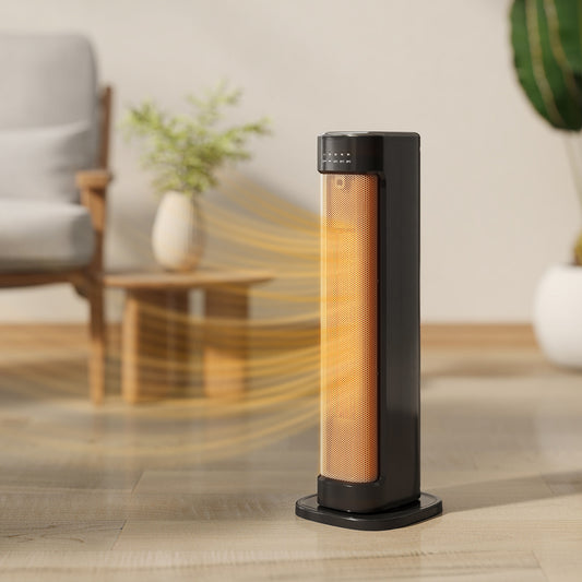 HOMCOM 2000W Ceramic Electric Heater with 3 Heat Settings, Timer - Black