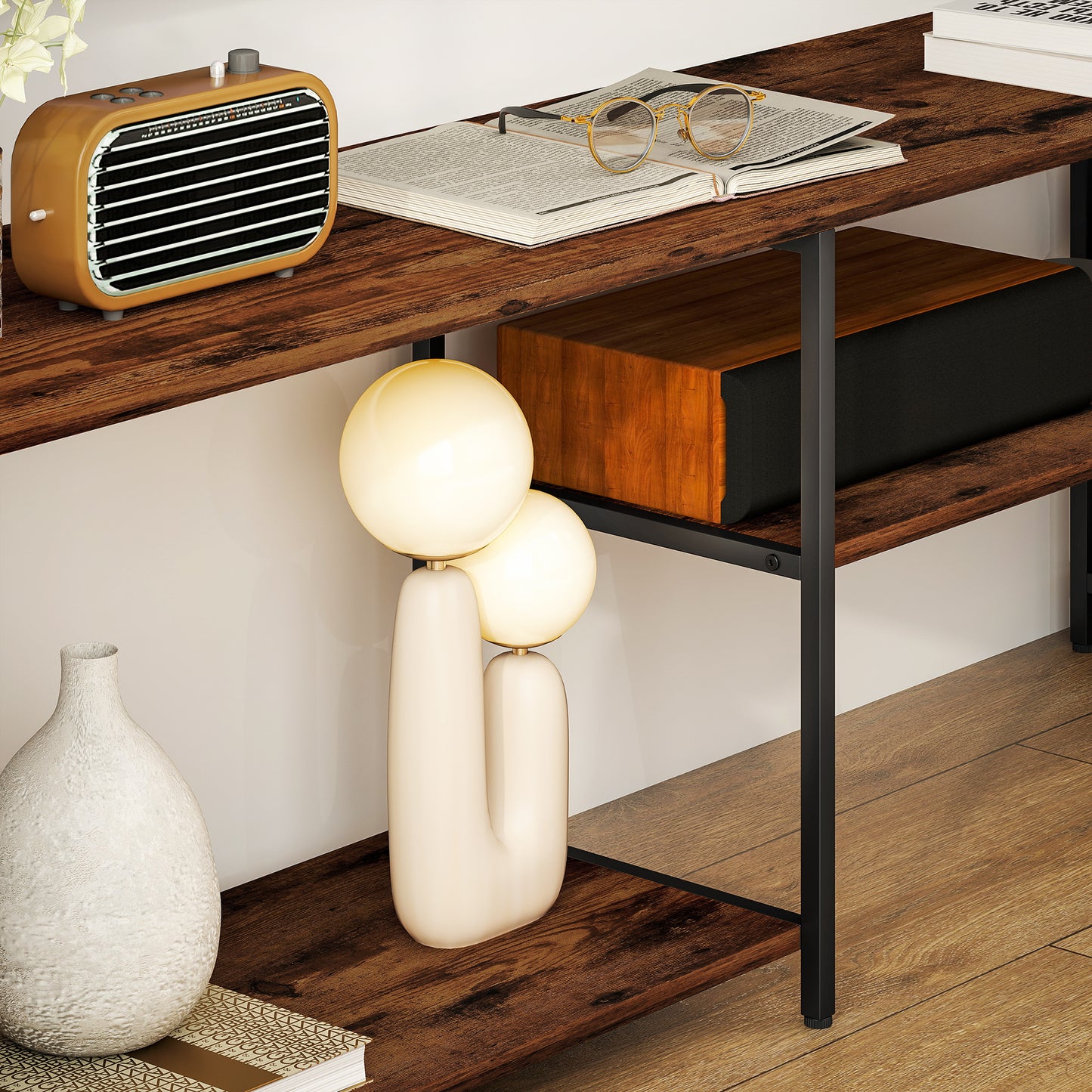 HOMCOM TV Unit for TVs up to 55 Inches, Industrial TV Stand with Storage Shelves, Entertainment Centre for Living Room, Bedroom