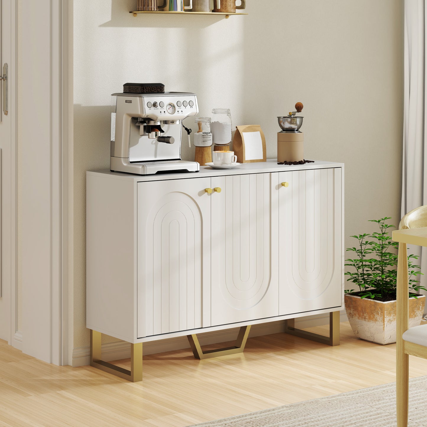 HOMCOM 3-Door Sideboard Storage Cabinet - White