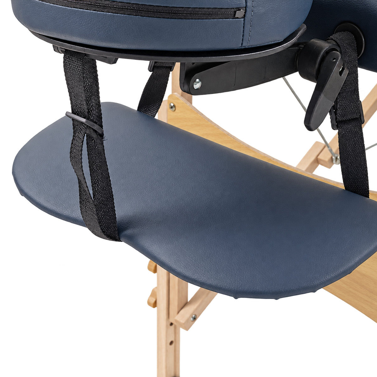 HOMCOM Portable Massage Bed, Folding Spa Beauty Massage Table with 2 Sections, Carry Bag and Wooden Frame, Dark Blue