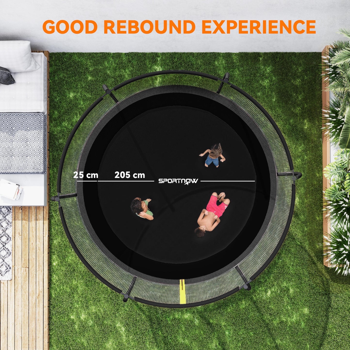 SPORTNOW 8ft Outdoor Trampoline with Enclosure Net, Spring Cover, Black