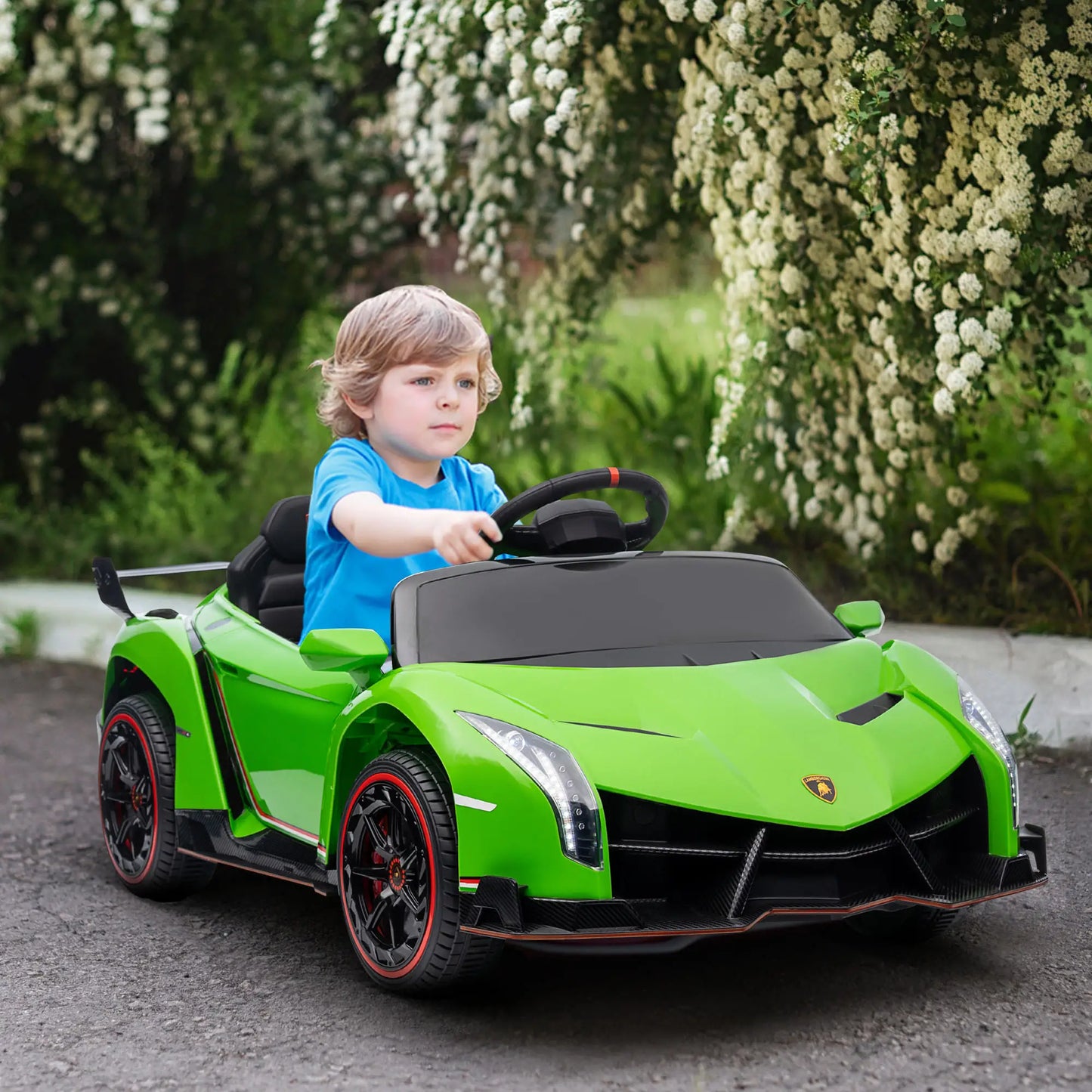 Lamborghini Veneno Licensed Electric Ride-On Car, with Remote, Music, Horn - Green