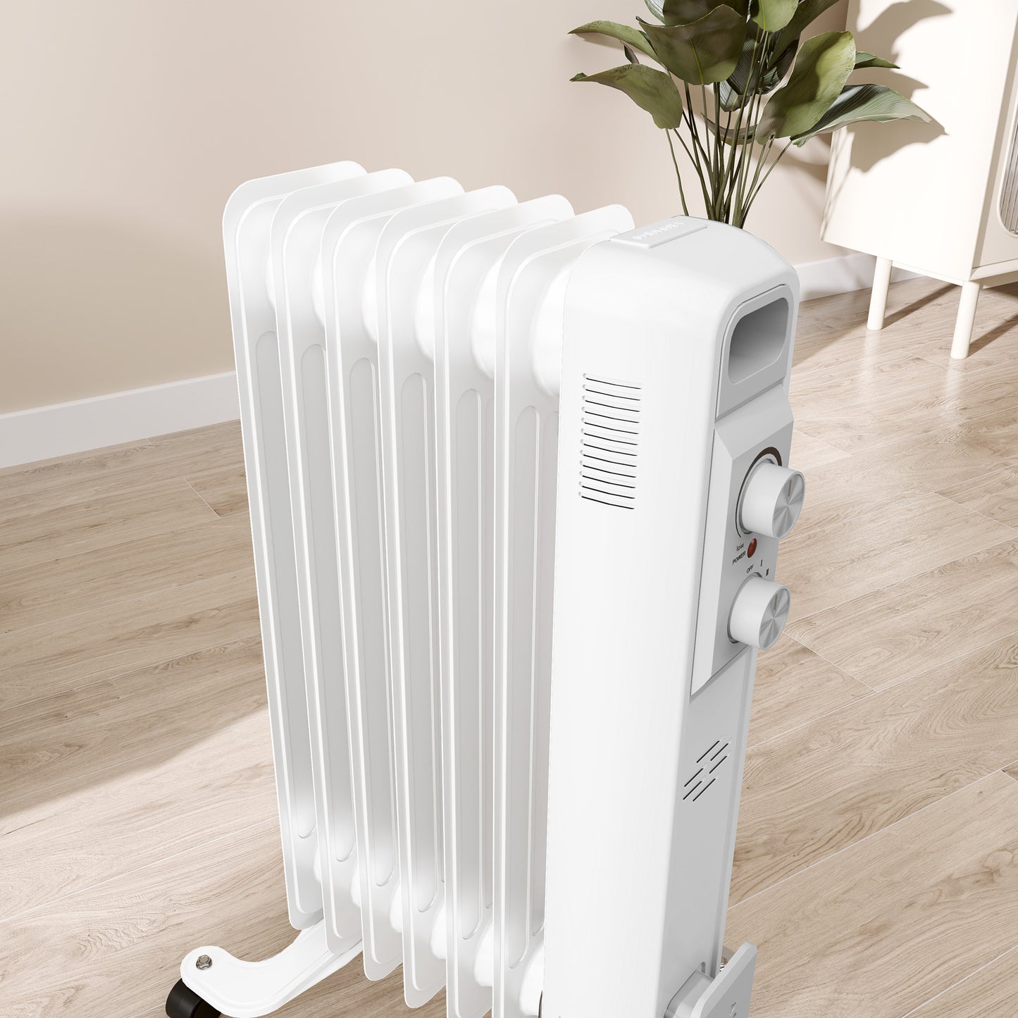 HOMCOM 1.5kW Seven Fin Oil-Filled Radiator - White