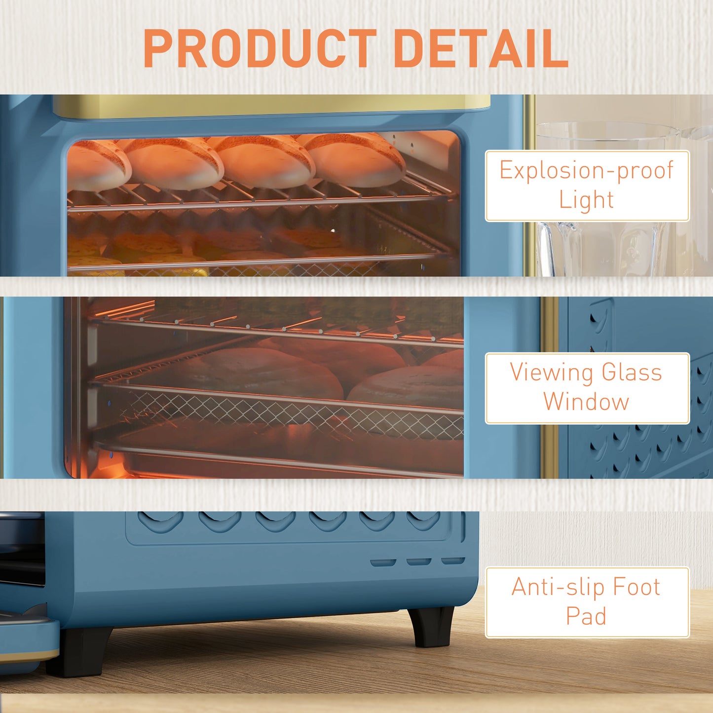 HOMCOM 20L 90-230' Mini Electric Oven - Blue